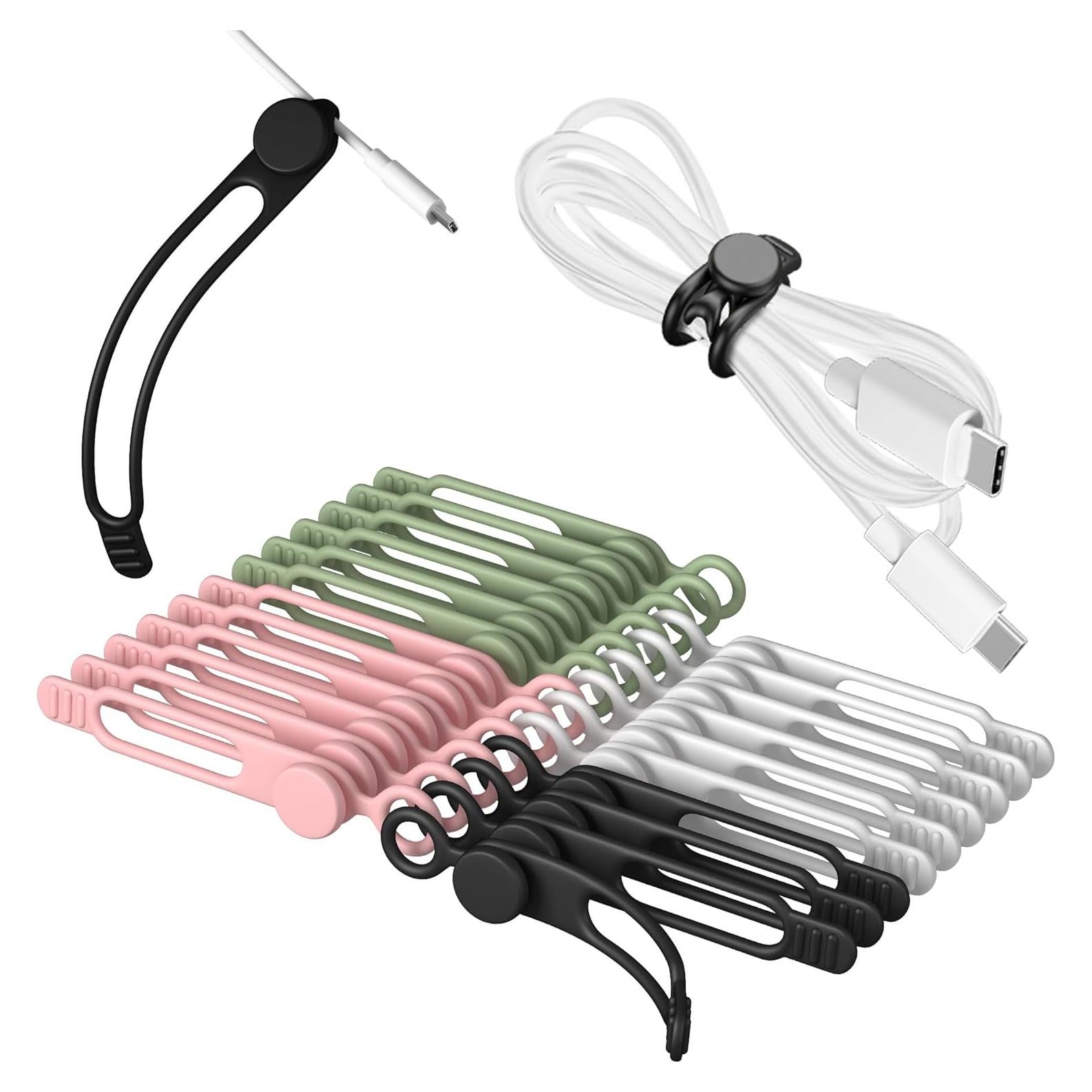 Ataduras de Cable de Silicona Nearockle 3" Multicolor 24 Pcs