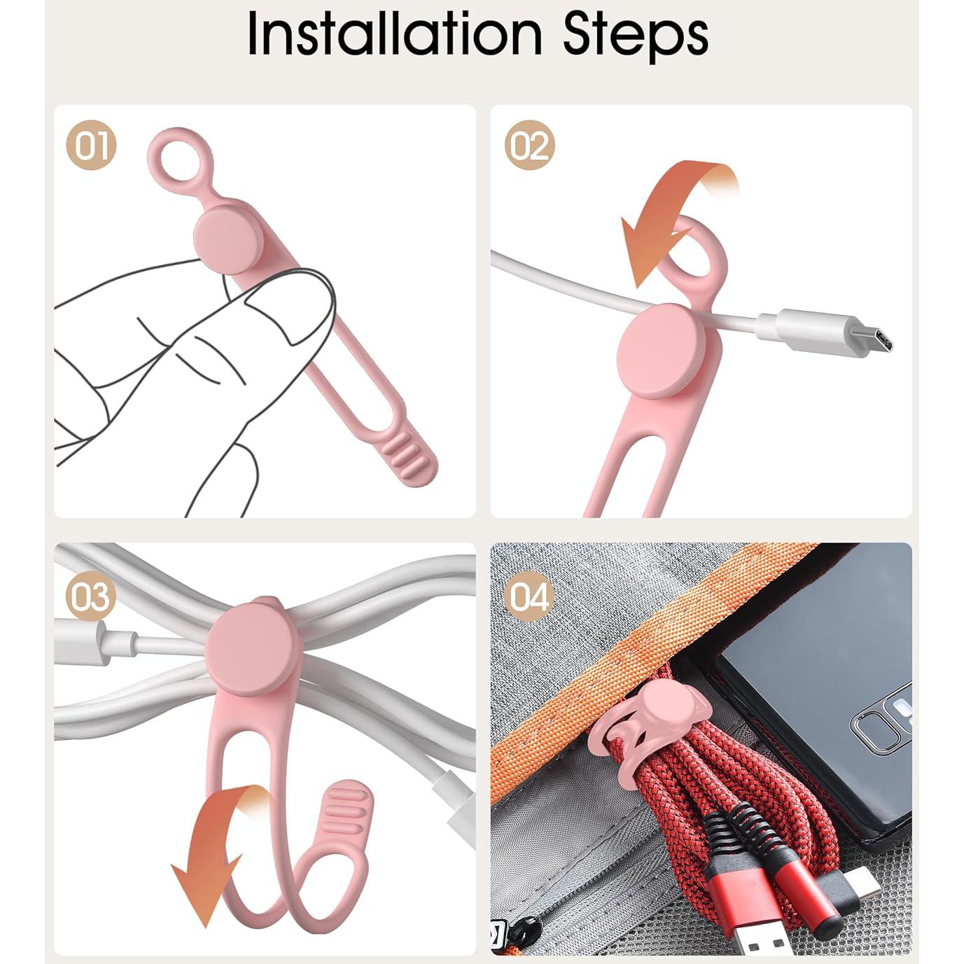 Ataduras de Cable de Silicona Nearockle 3" Multicolor 24 Pcs