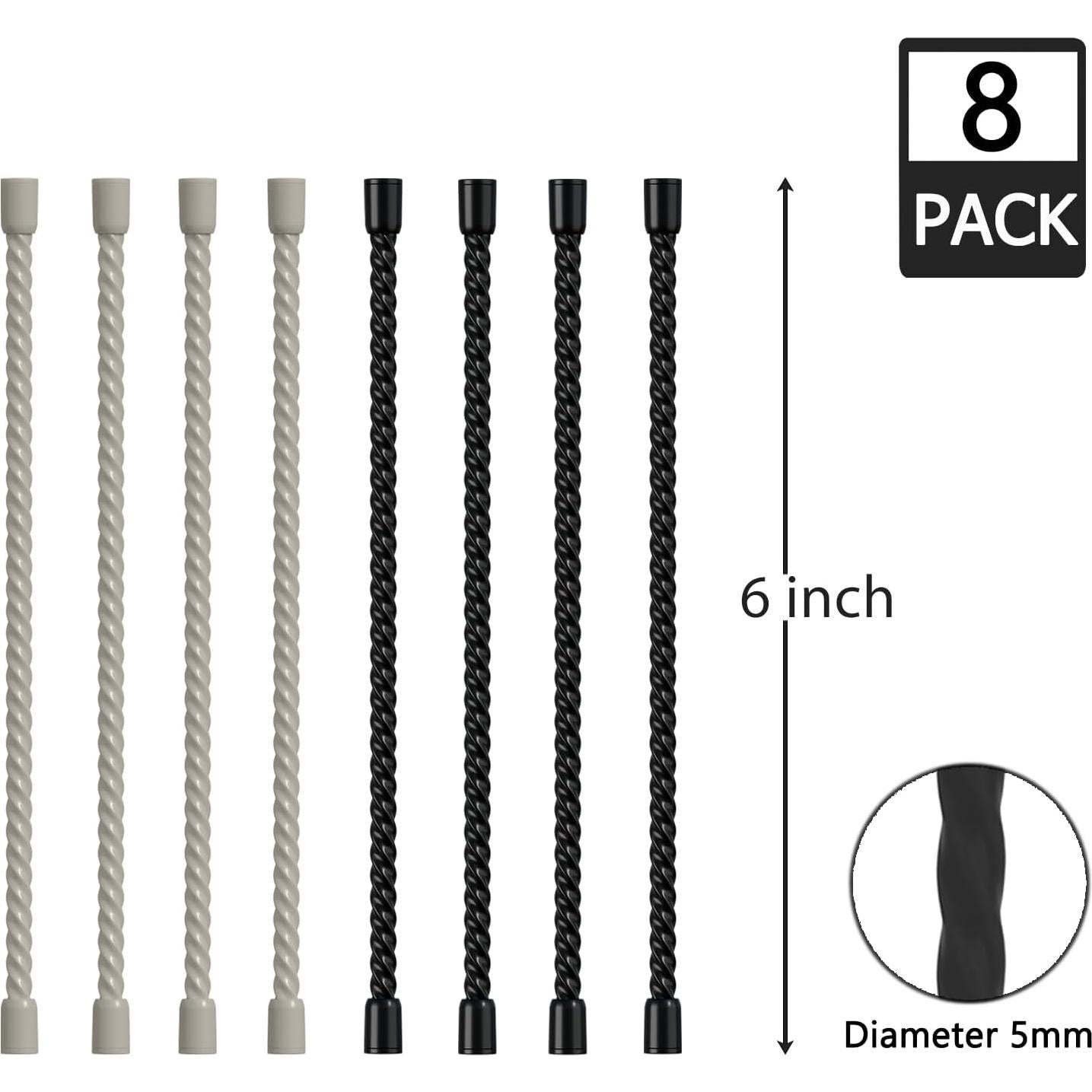 8 Sujetadores de Cable de Silicona 15 cm LOIUO Reutilizables
