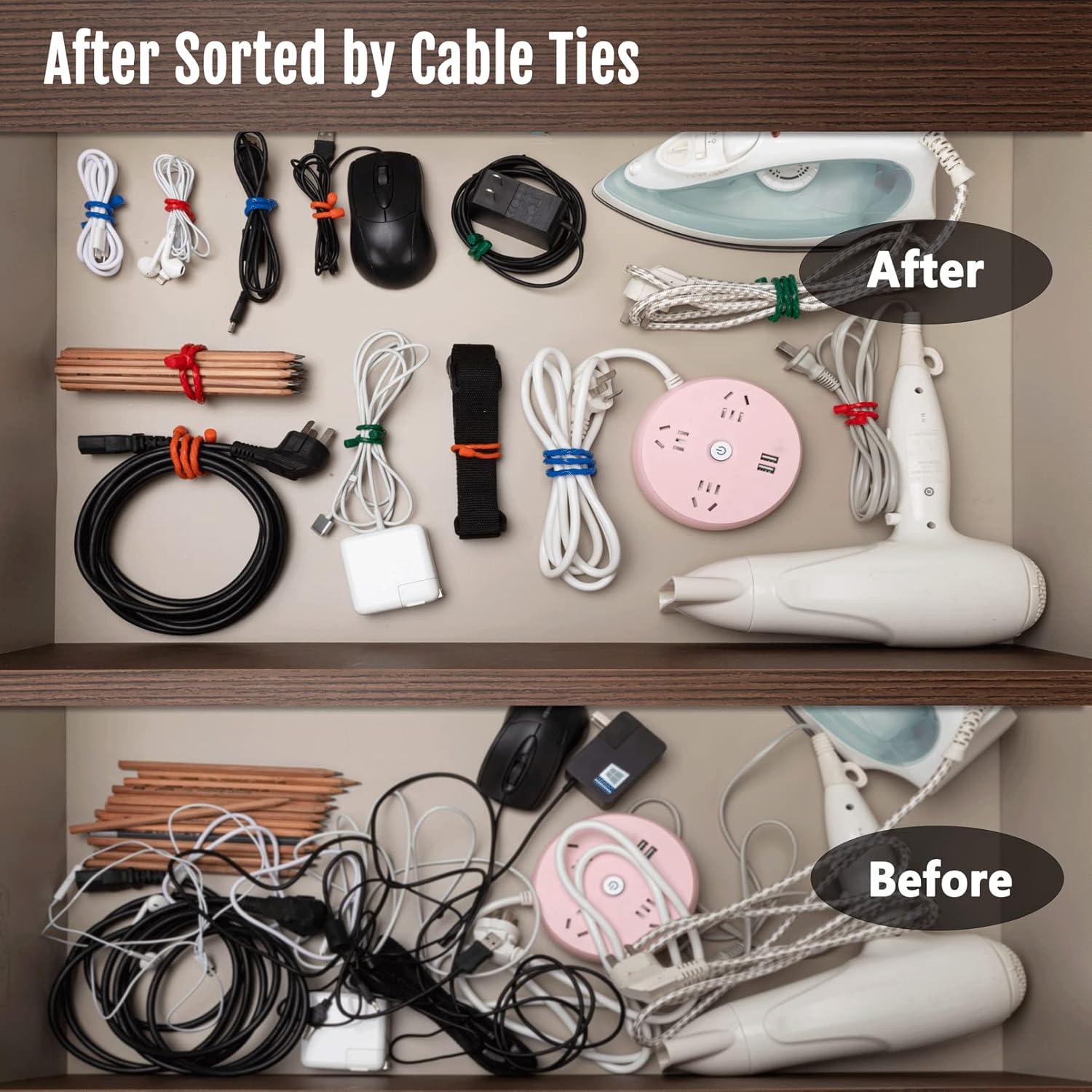 8 Sujetadores de Cable de Silicona 15 cm LOIUO Reutilizables