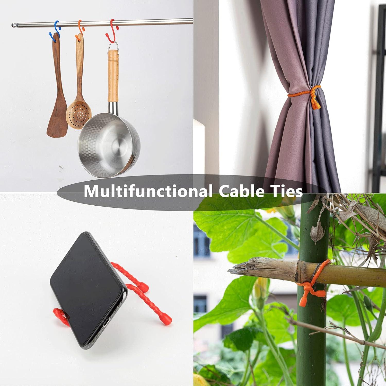 8 Sujetadores de Cable de Silicona 15 cm LOIUO Reutilizables