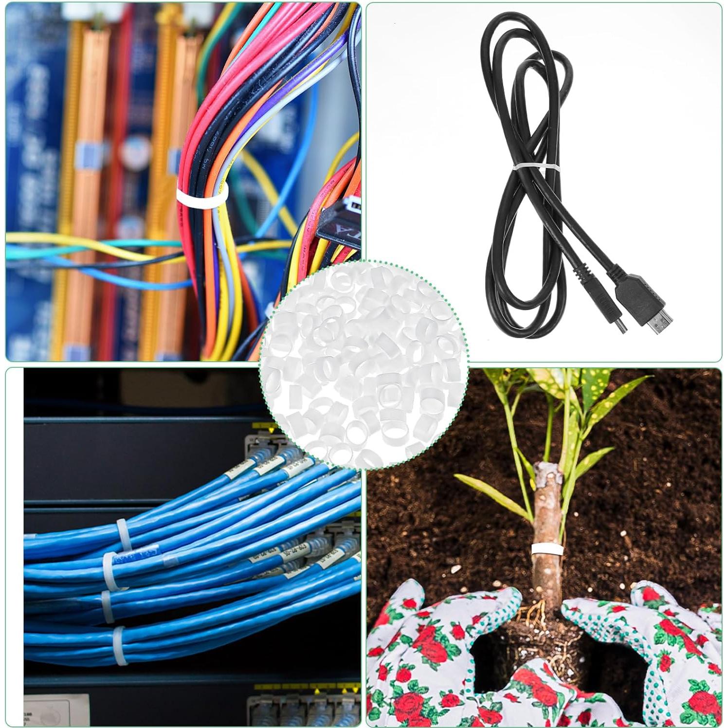 400 Sujetadores de Cable de Silicona TIESOME 8mm Reutilizables