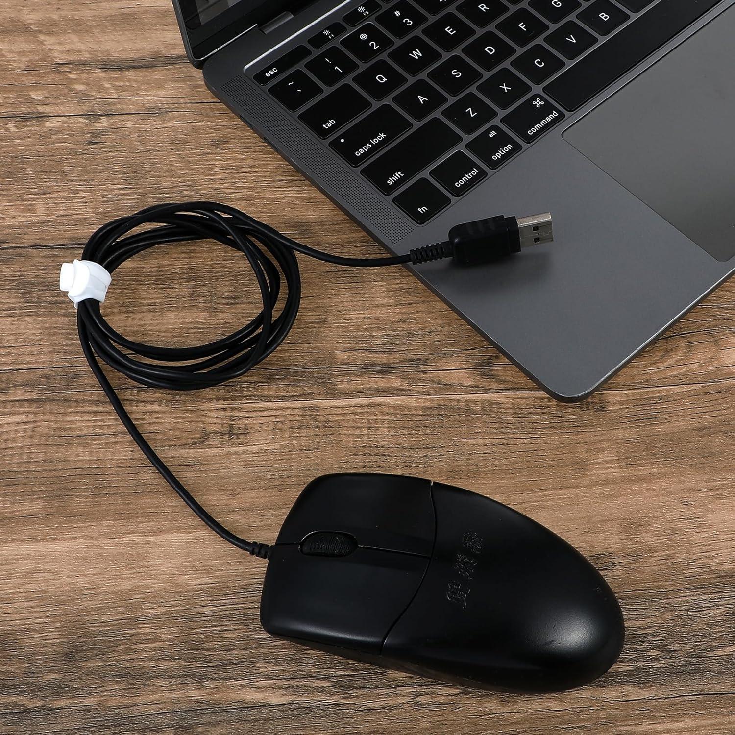 20 Correas de Silicona Psyqtsuary para Organizar Cables - Negro y Blanco