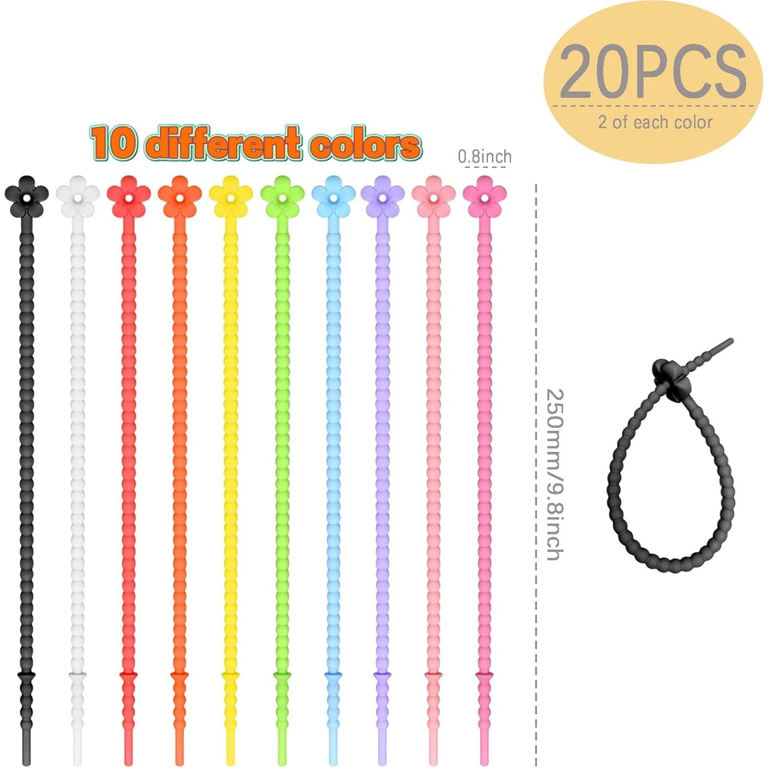 20 Sujetadores de Cable de Silicona PAITUEND 25 cm Multiusos