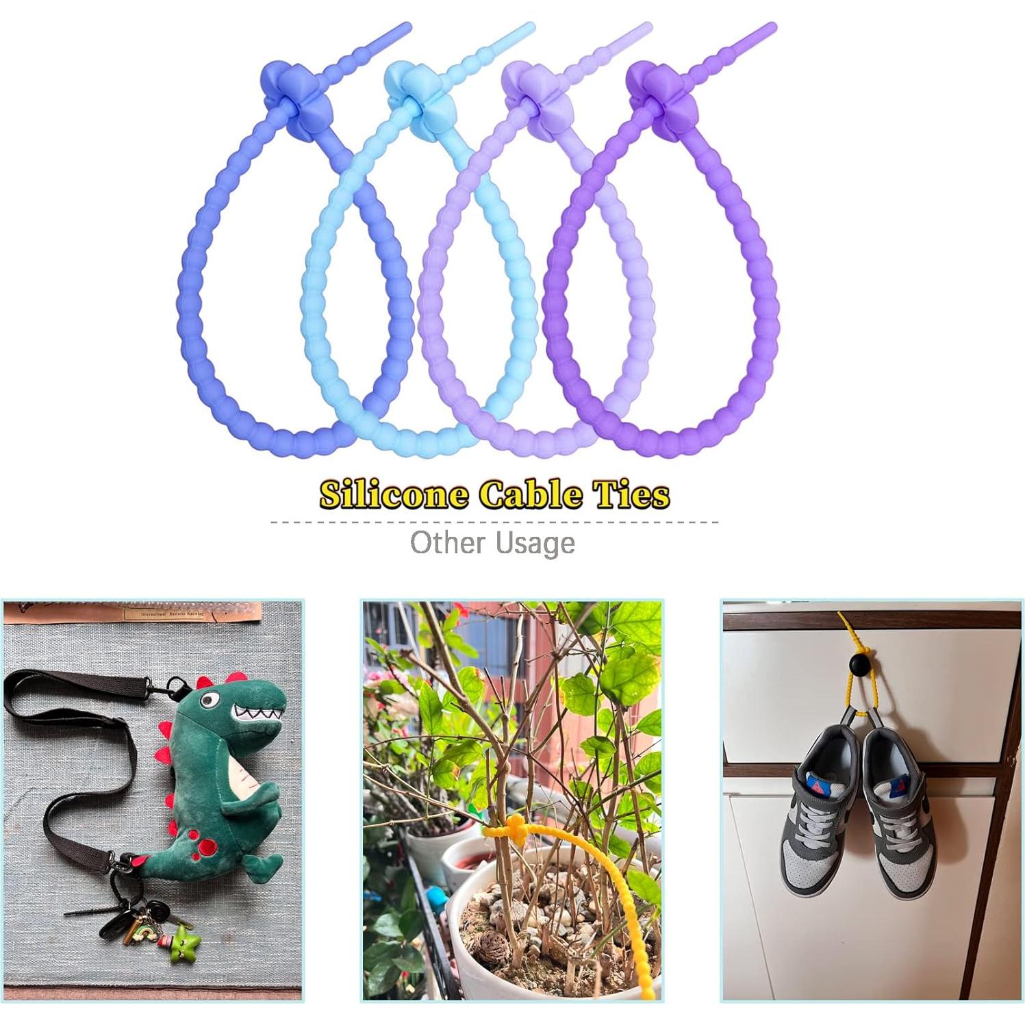 20 Sujetadores de Cable de Silicona PAITUEND 25 cm Multiusos