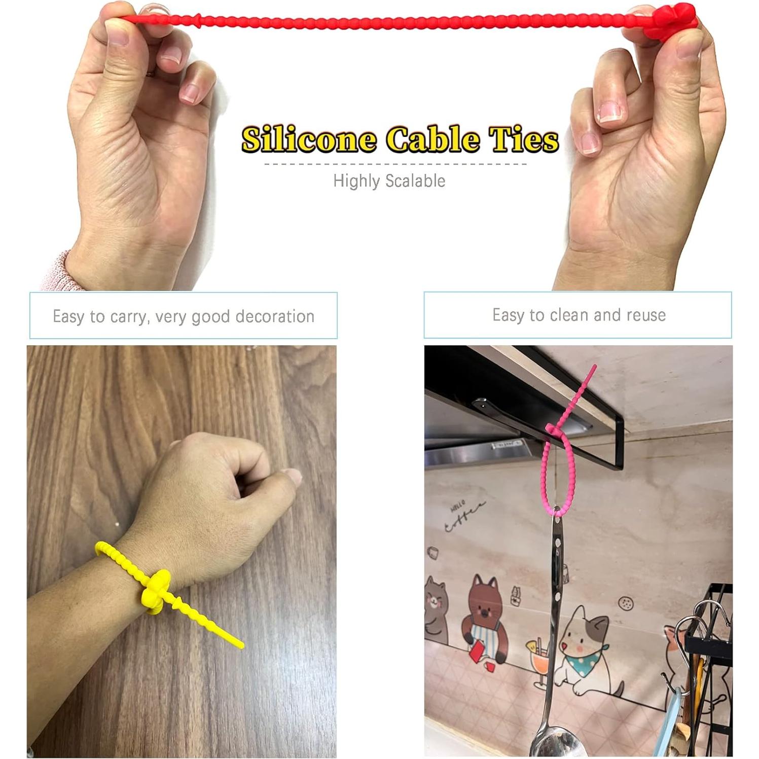 20 Sujetadores de Cable de Silicona PAITUEND 25 cm Multiusos