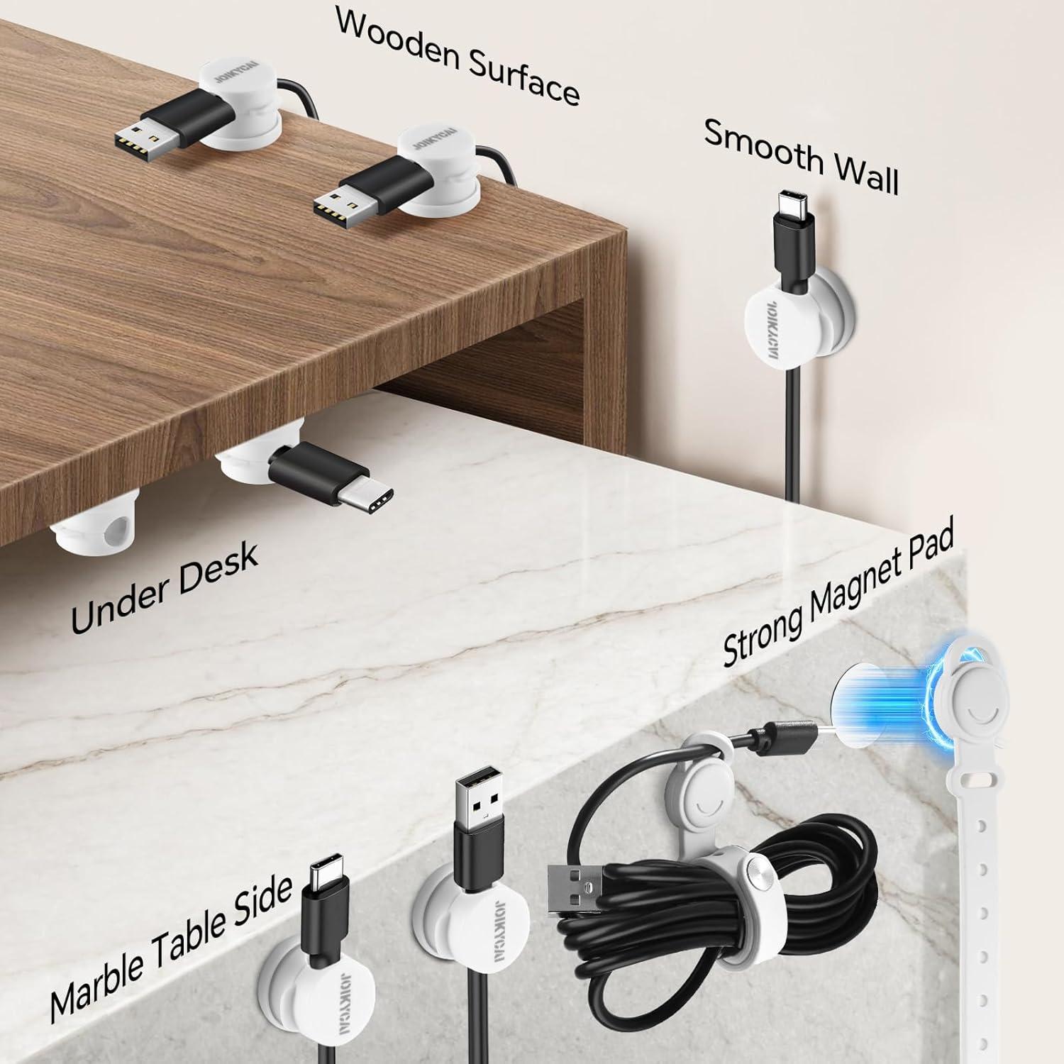 6 Sujetadores de Cables Rotativos JOIKYCAI + 5 Lazos Magnéticos