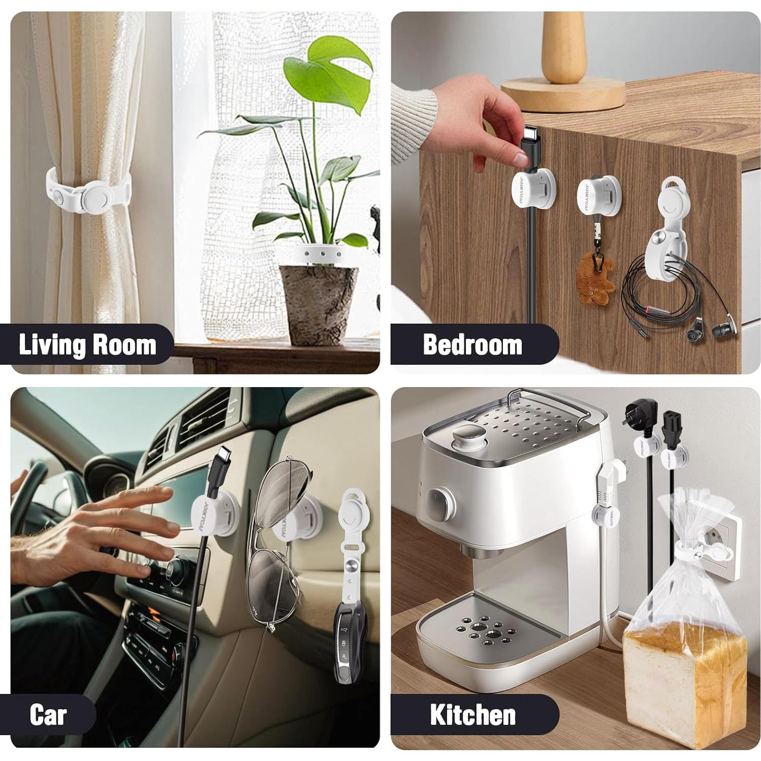 6 Sujetadores de Cables Rotativos JOIKYCAI + 5 Lazos Magnéticos