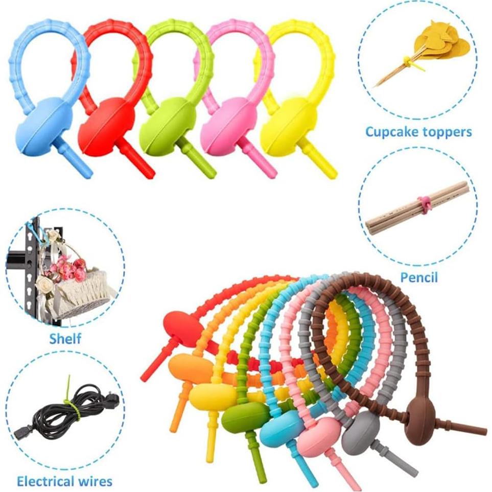 25 Clips de Silicona Reutilizables Heuskay 22 cm Color Aleatorio