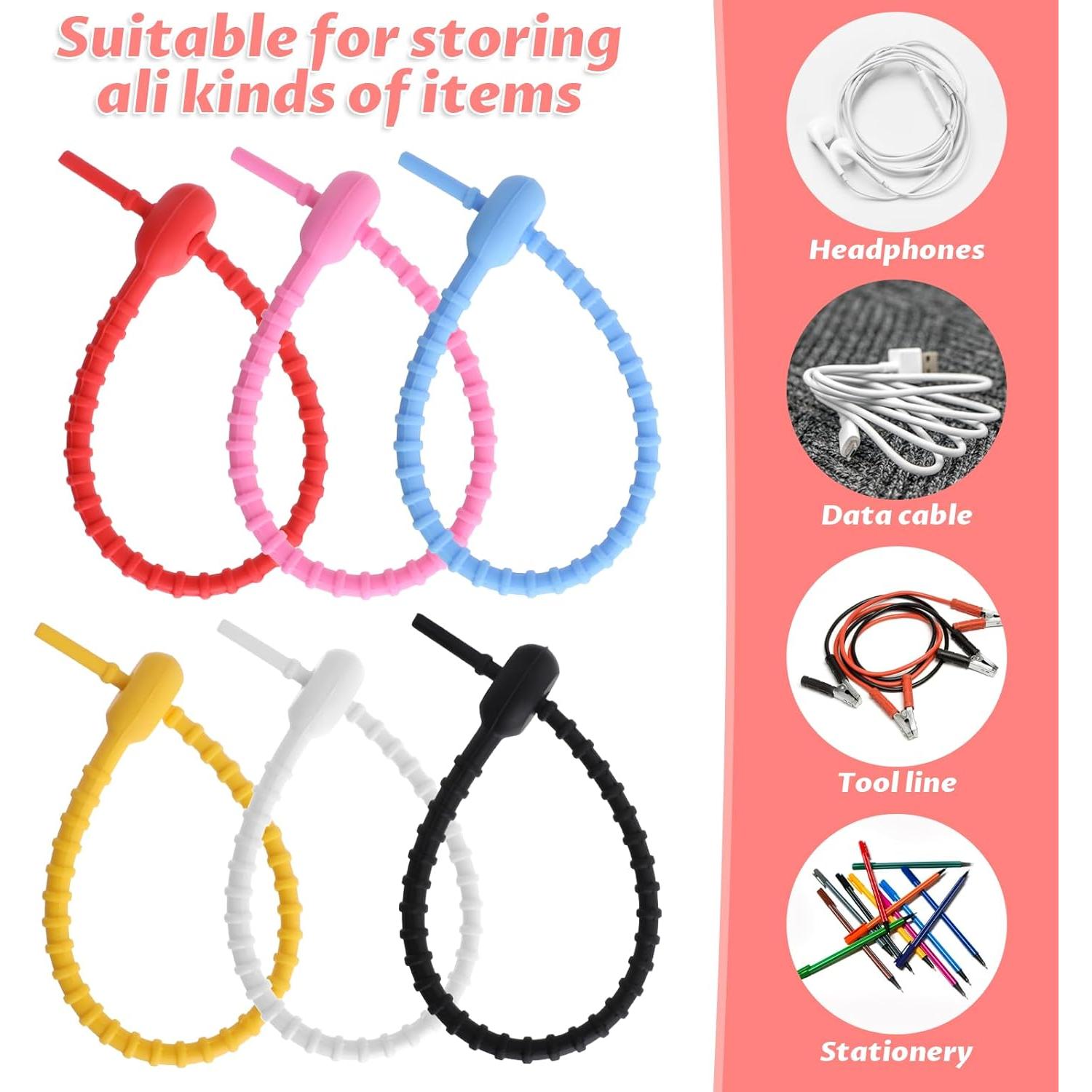 30 Sujetadores de Silicona Reutilizables 20 cm Multiusos