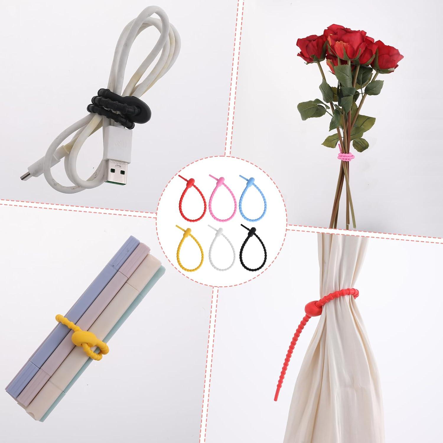 30 Sujetadores de Silicona Reutilizables 20 cm Multiusos