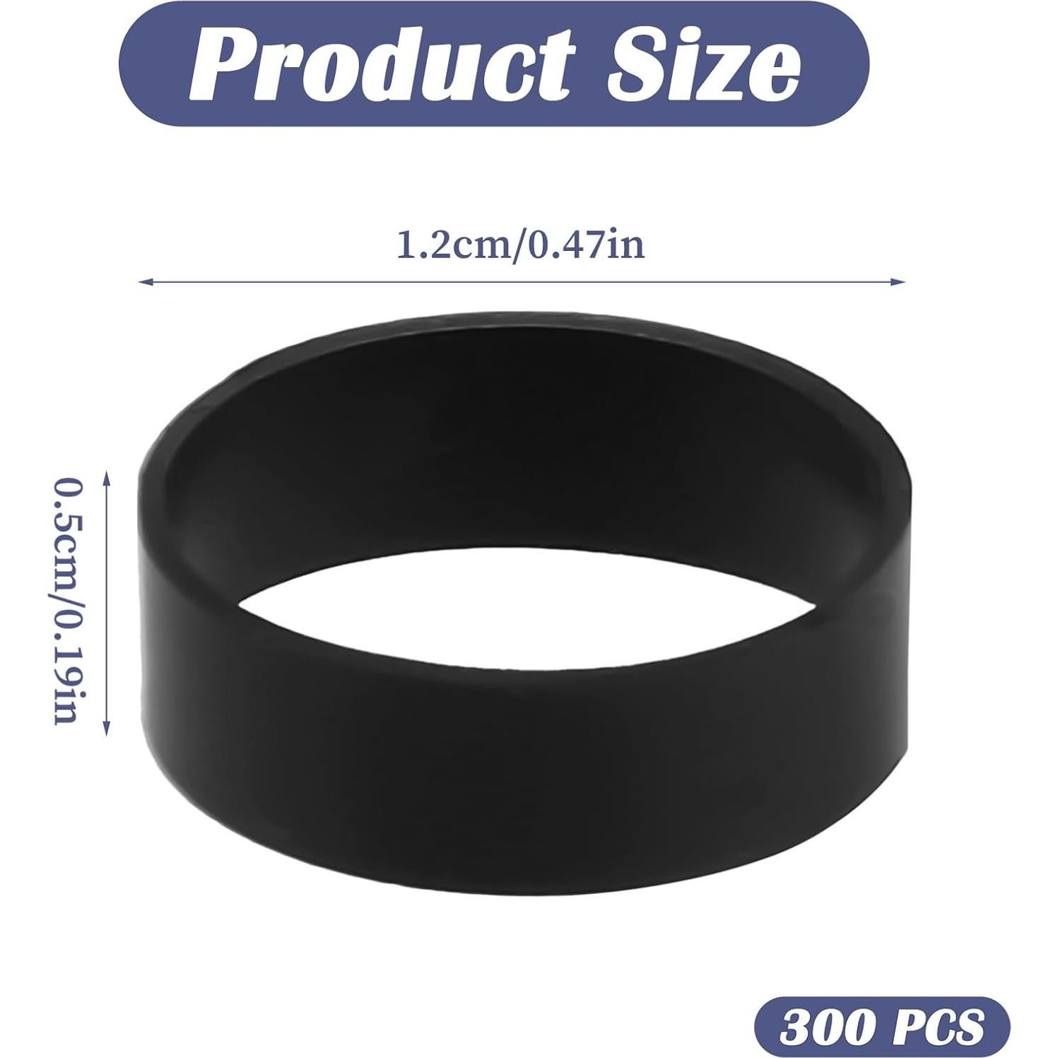 300 Sujetadores de Cable de Silicona Teaaha, Negro, 12 mm