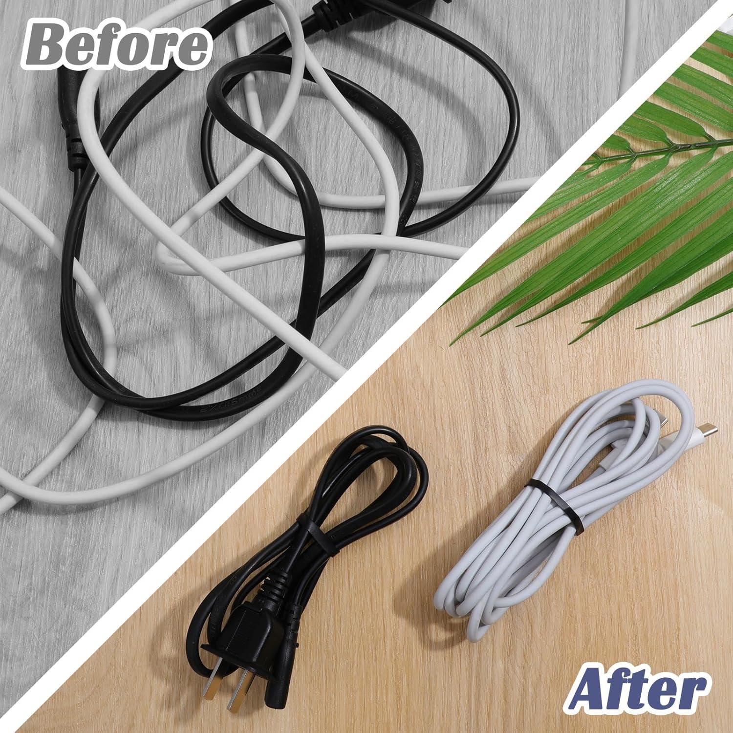 300 Sujetadores de Cable de Silicona Teaaha, Negro, 12 mm