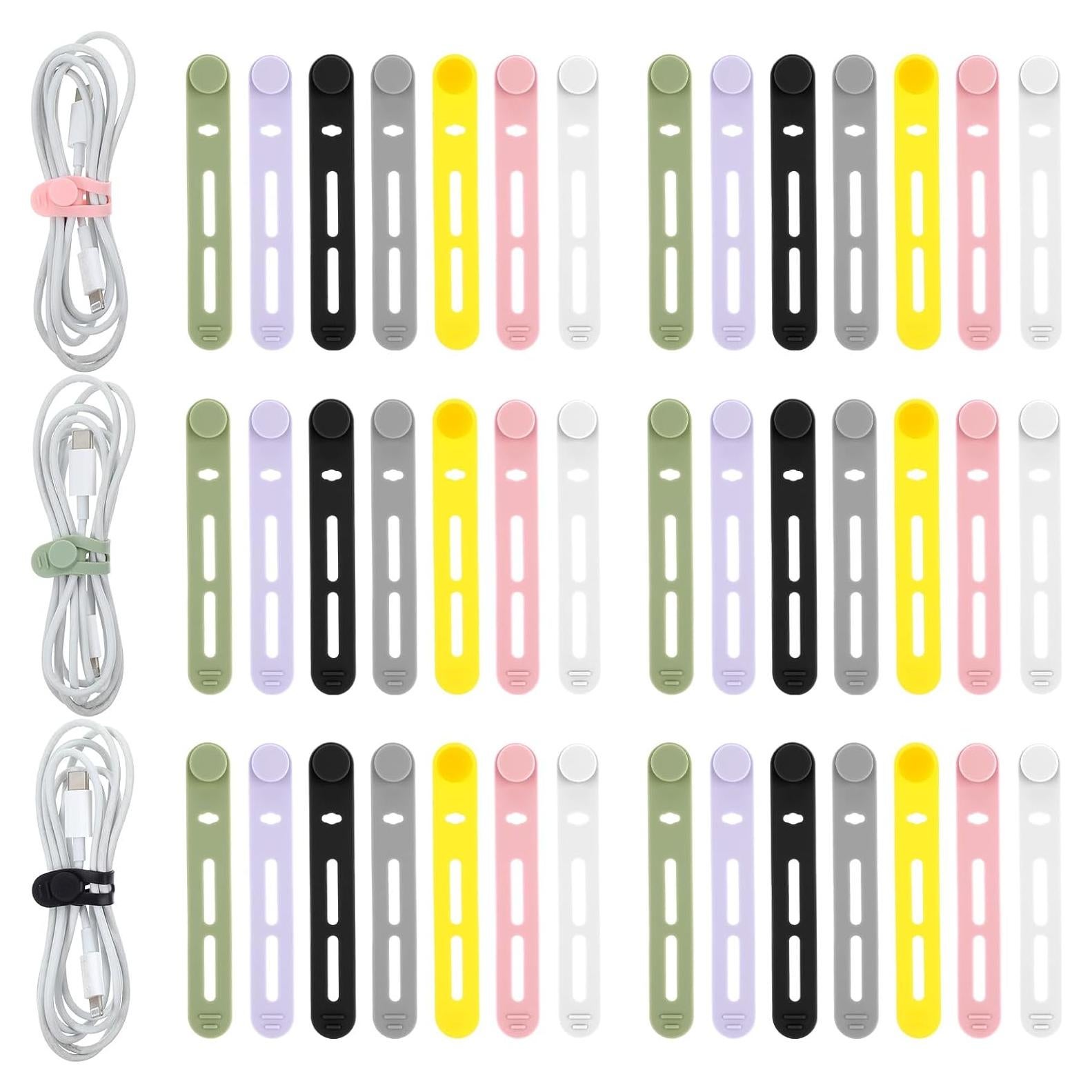 42 Bridas de Silicona Reutilizables JIYIN Multicolor 20cm