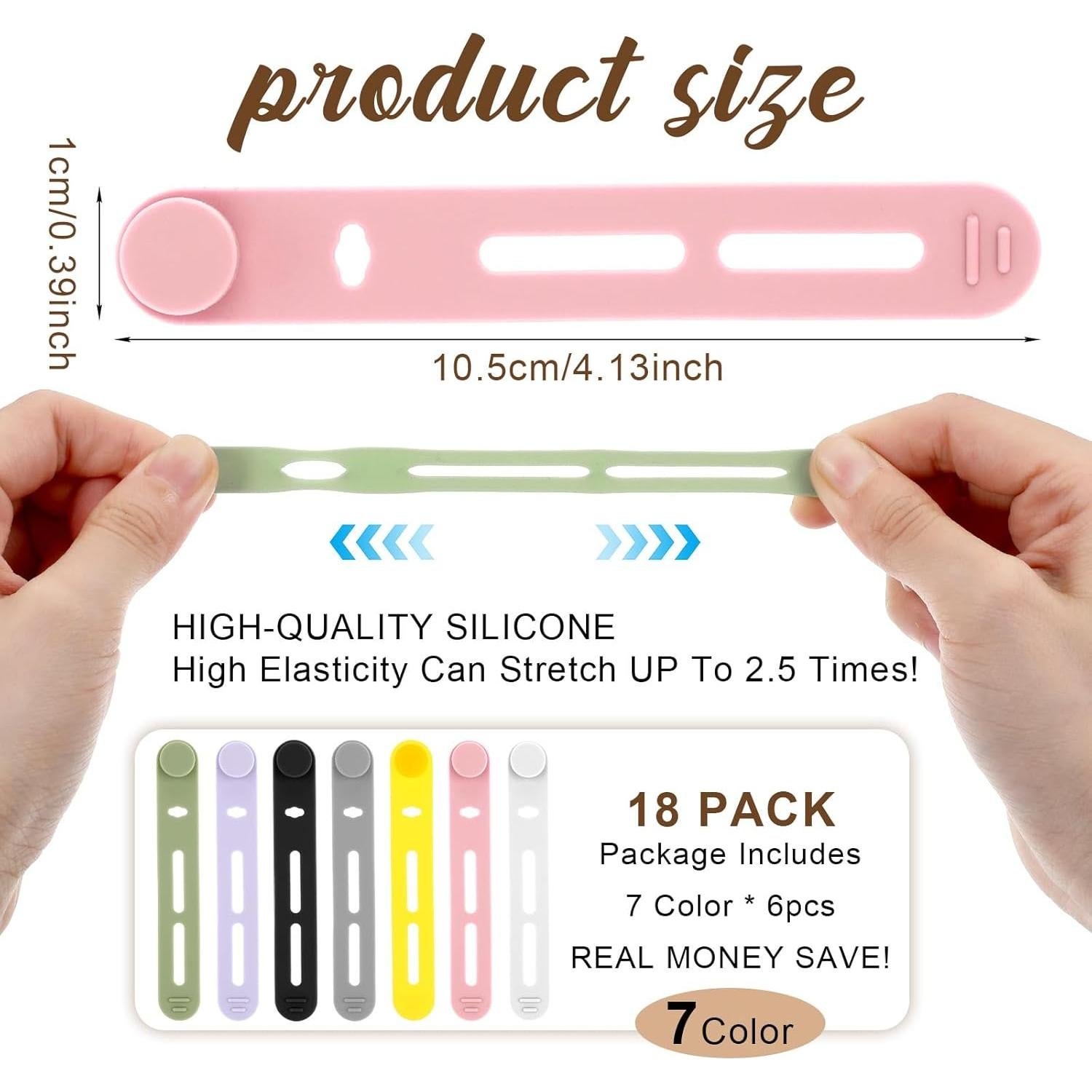 42 Bridas de Silicona Reutilizables JIYIN Multicolor 20cm