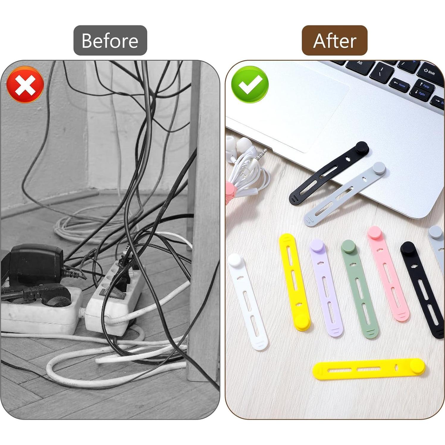 42 Bridas de Silicona Reutilizables JIYIN Multicolor 20cm