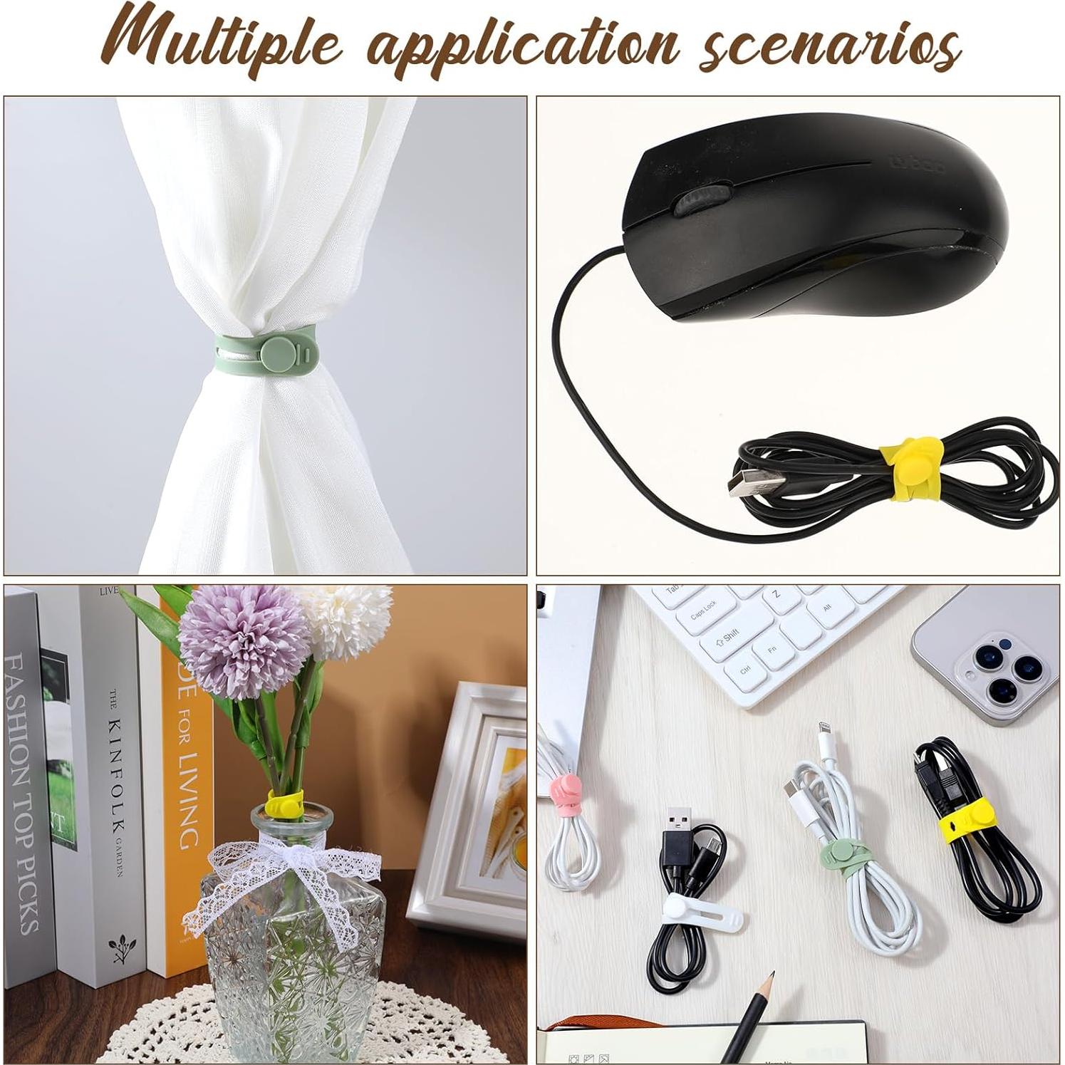 42 Bridas de Silicona Reutilizables JIYIN Multicolor 20cm