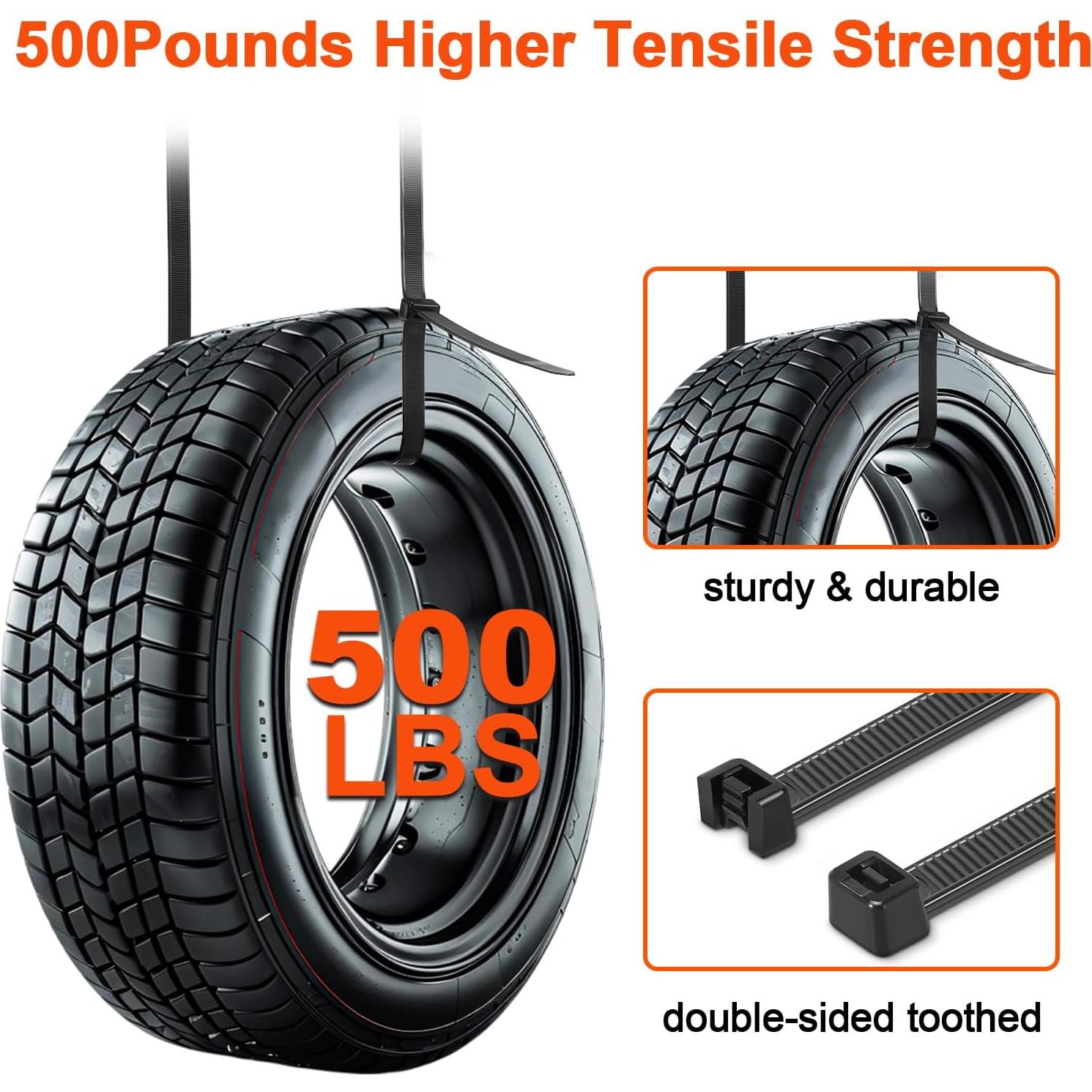 Bridas de Nylon PA66 Doubtie 24" 60 Piezas 500LBS Resistentes