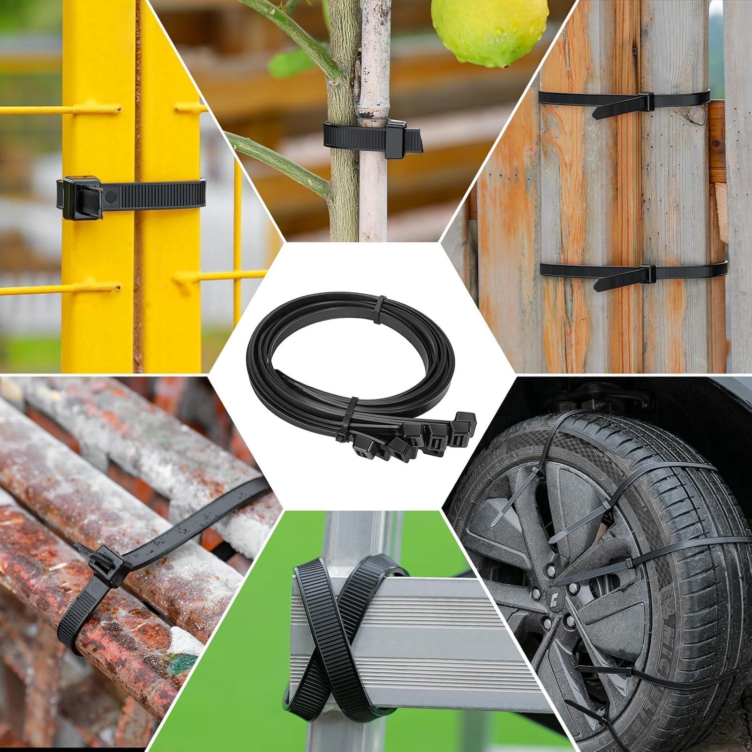 Bridas de Nylon PA66 Doubtie 24" 60 Piezas 500LBS Resistentes