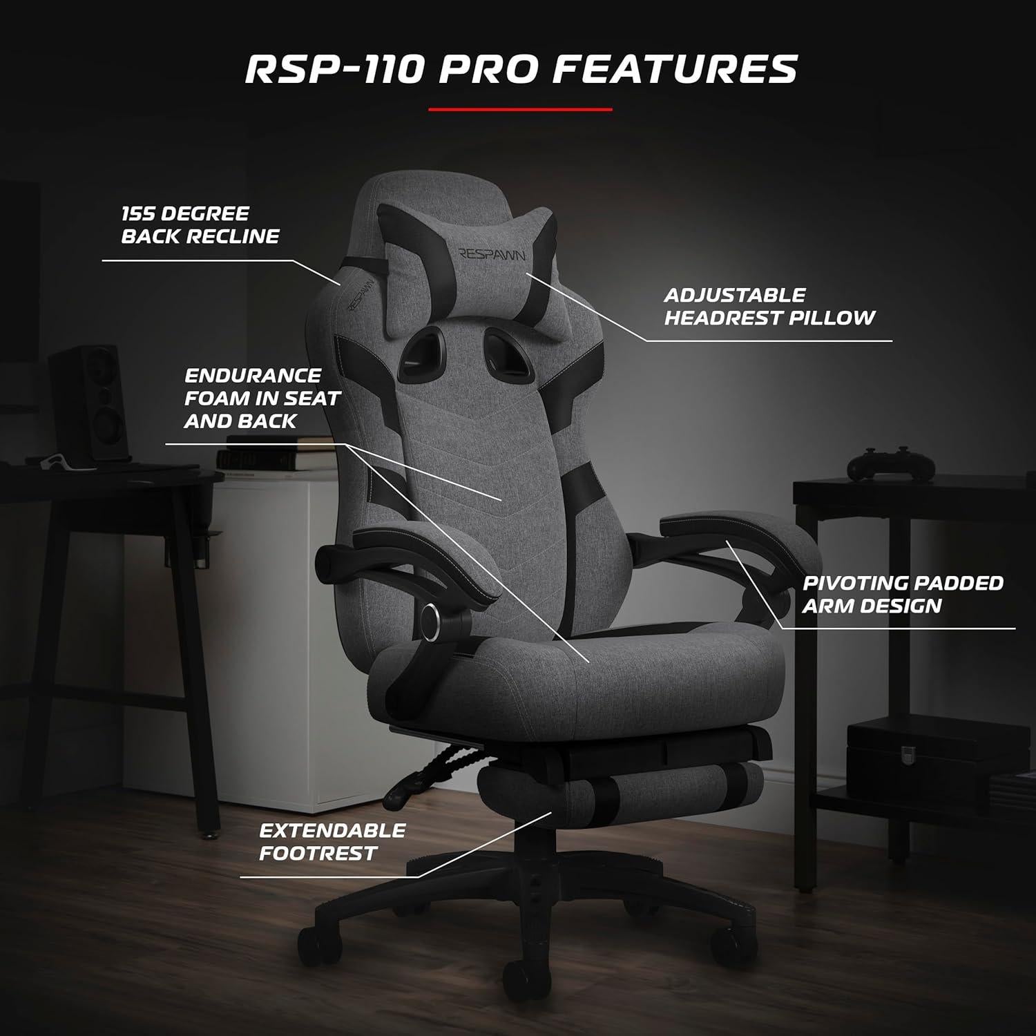 Silla de Juego RESPAWN 110 Pro Reclinable con Reposapiés