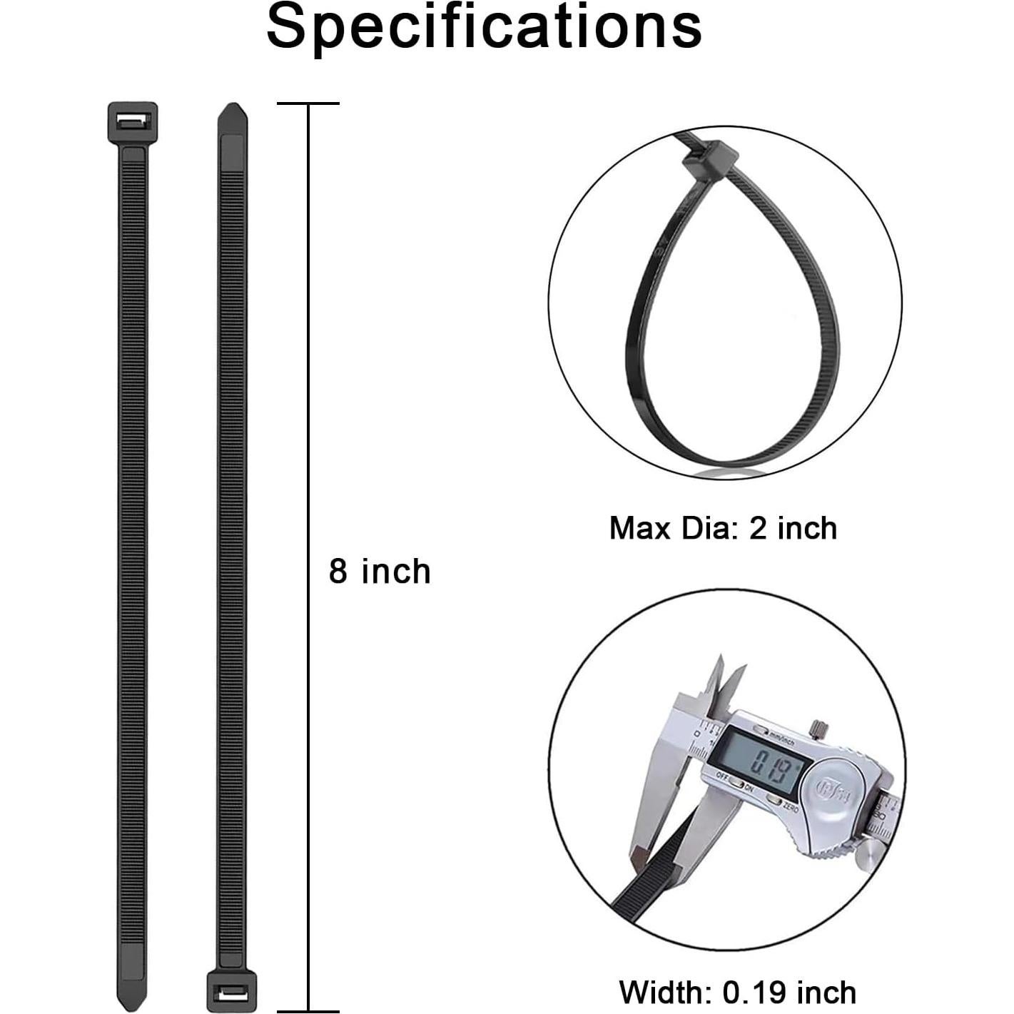 Bridas de Nylon KAMOTA 1500pcs 20cm Alta Resistencia 22.68kg