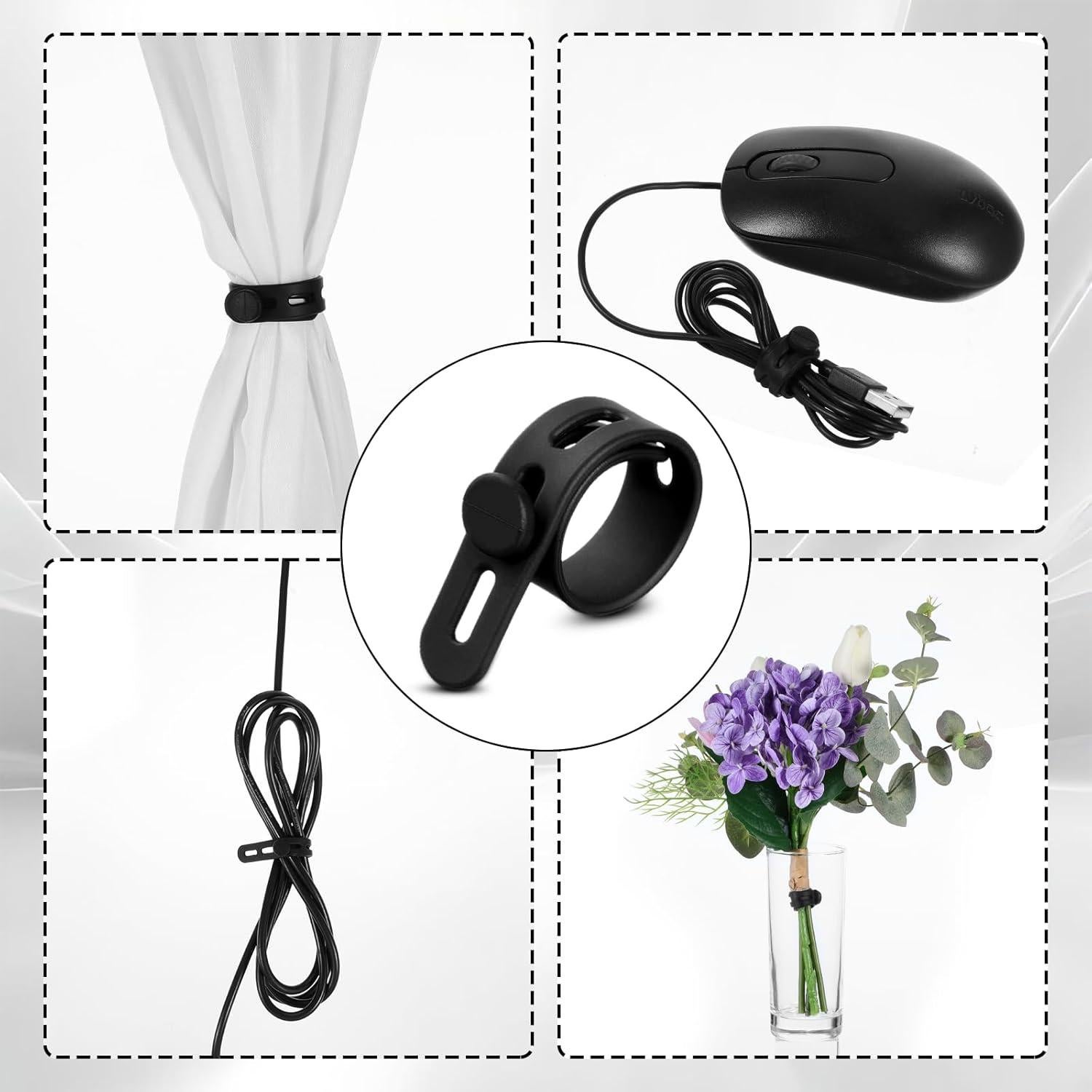 10 Correas de Cable Reutilizables Xinjoduz 13x1.2 cm Negro