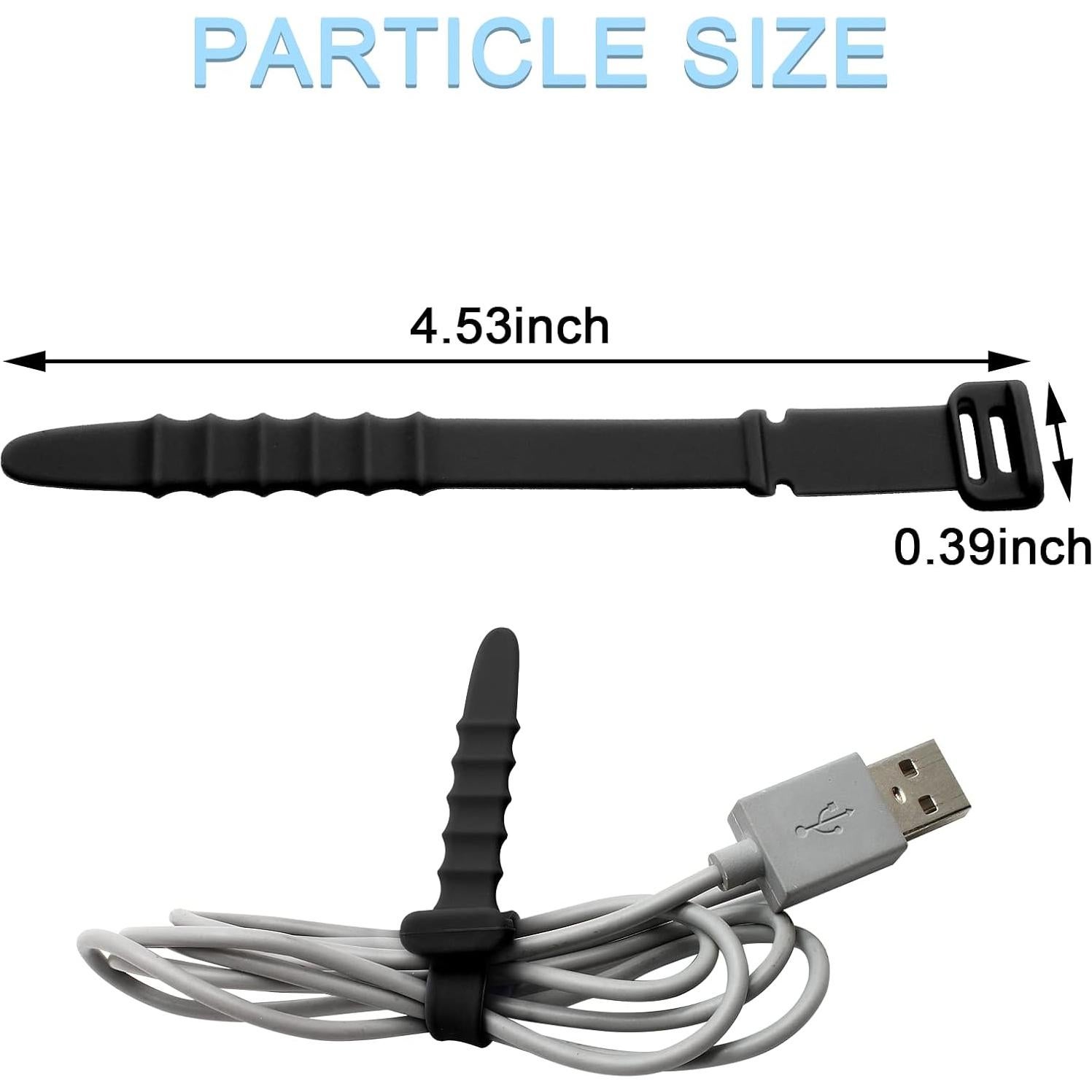 30 Sujetadores de Silicona Litoexpe 11.43 cm Reutilizables Negro