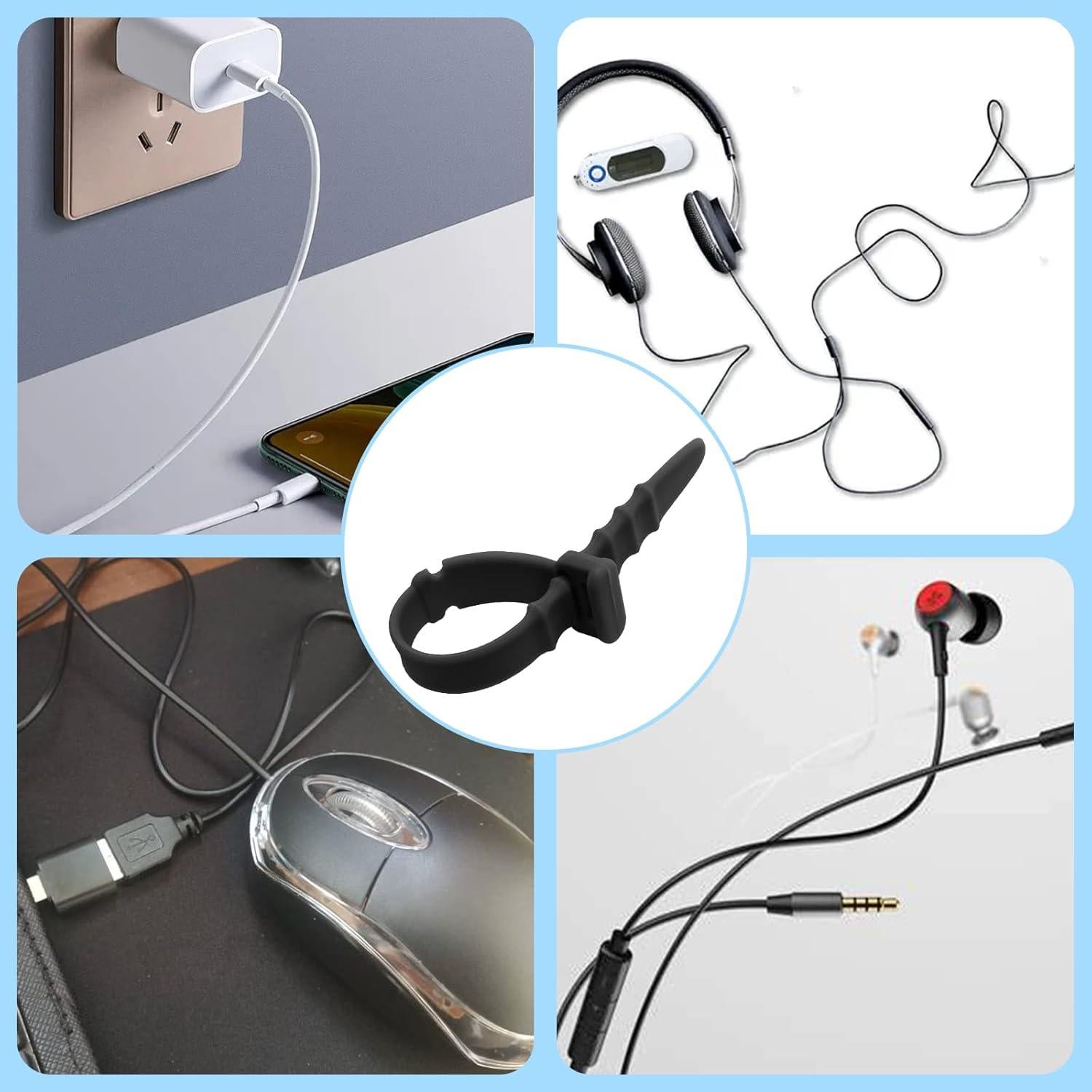 30 Sujetadores de Silicona Litoexpe 11.43 cm Reutilizables Negro