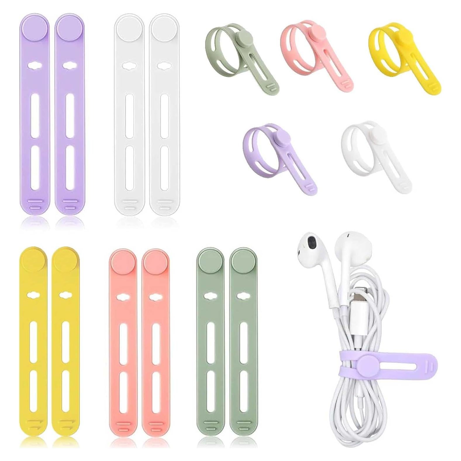 10 Correas de Silicona SQRUIHAO para Organizar Cables 7.62 cm