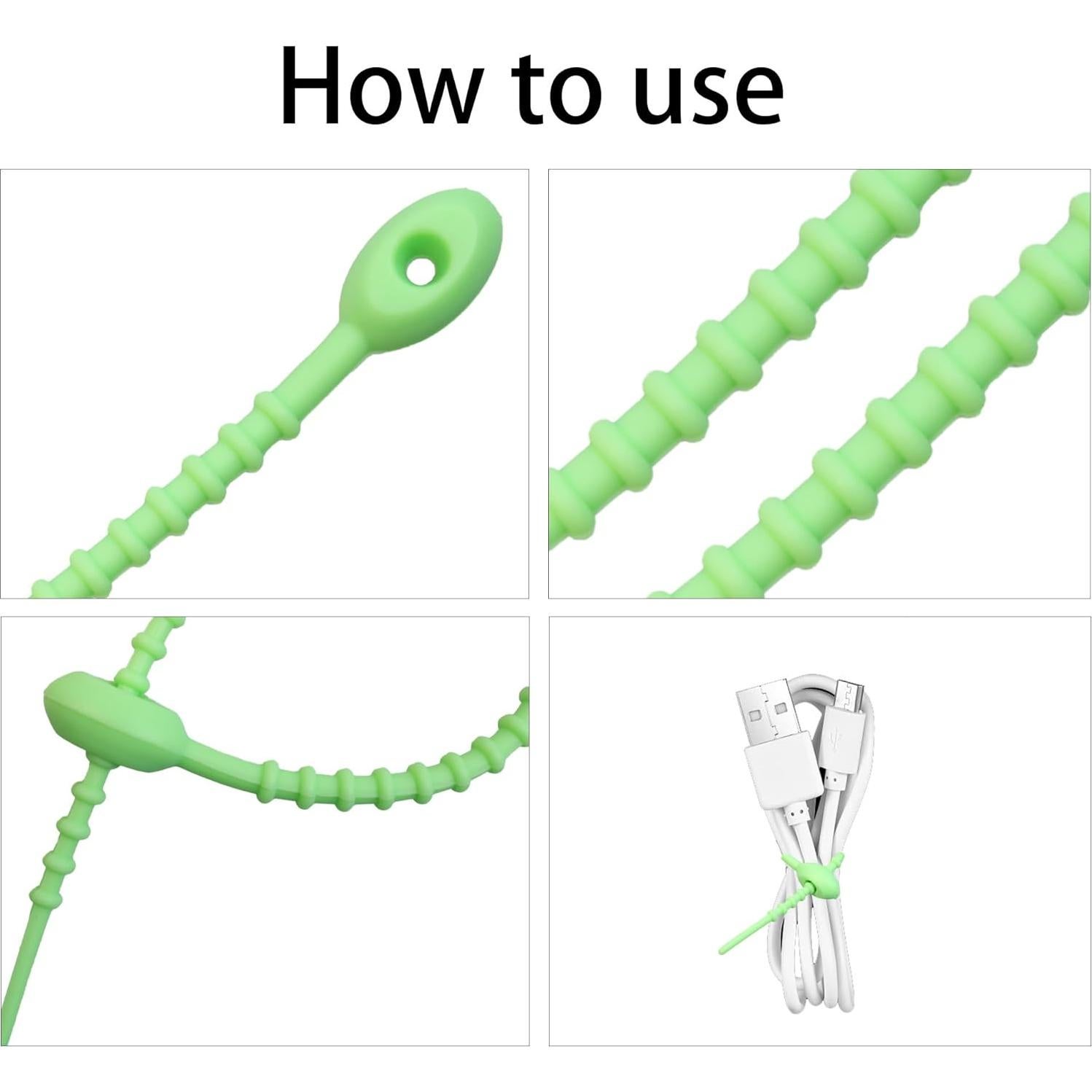 28 Correas de Silicona Reutilizables pson 21 cm para Organización