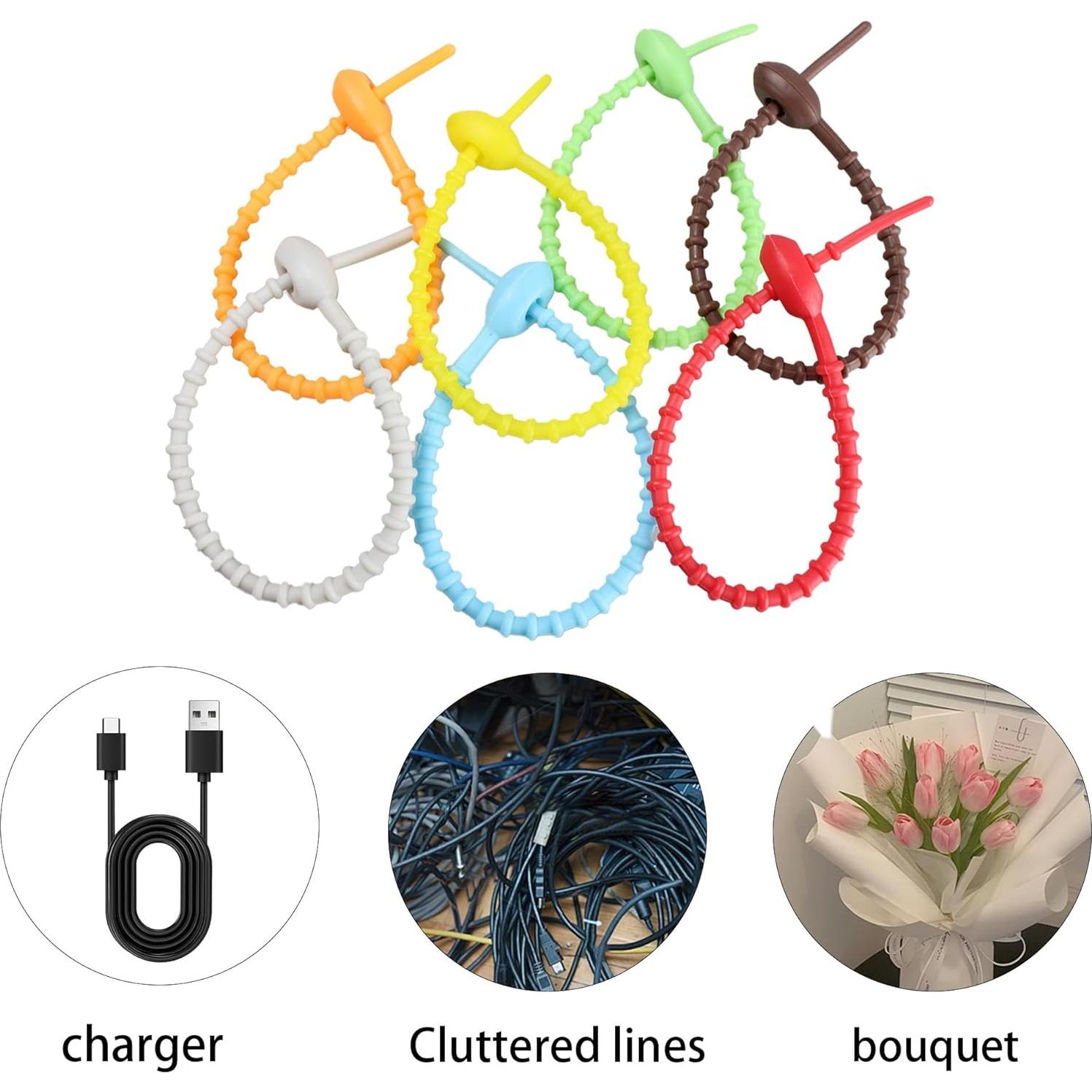 28 Correas de Silicona Reutilizables pson 21 cm para Organización