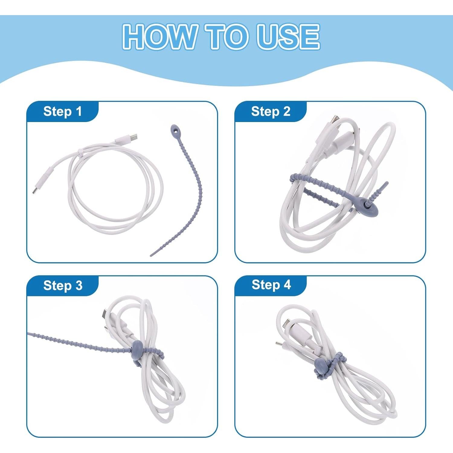 Sujetadores de Cable de Silicona uxcell 20 Pcs 10.16 cm Blanco