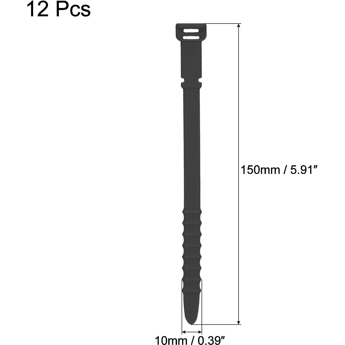 12 Correas de Silicona Reutilizables uxcell 15 cm Negro