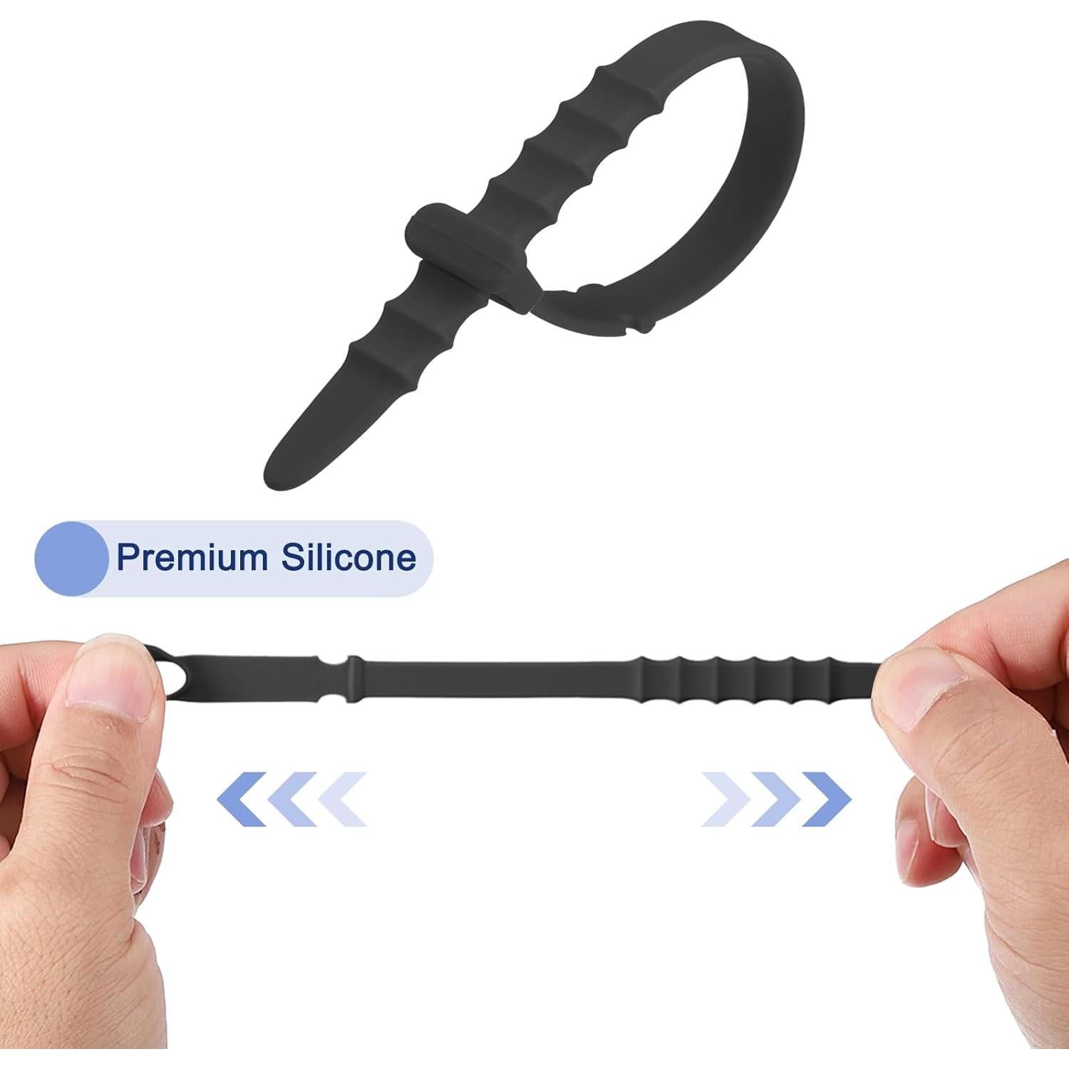 12 Correas de Silicona Reutilizables uxcell 15 cm Negro