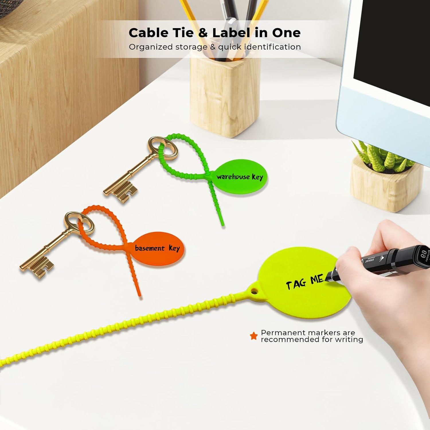 Etiquetas de Cable Reutilizables XYOFUN 10 Piezas Silicona 25 cm