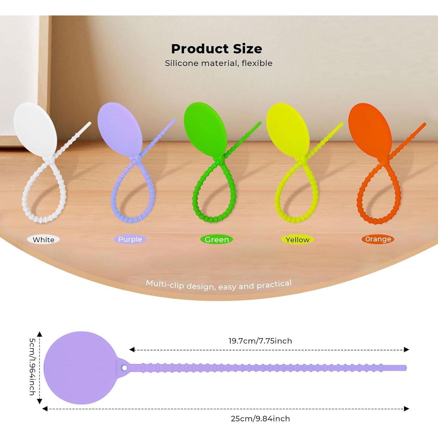 Etiquetas de Cable Reutilizables XYOFUN 10 Piezas Silicona 25 cm
