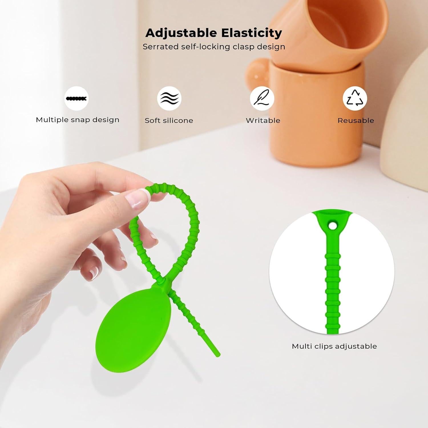 Etiquetas de Cable Reutilizables XYOFUN 10 Piezas Silicona 25 cm