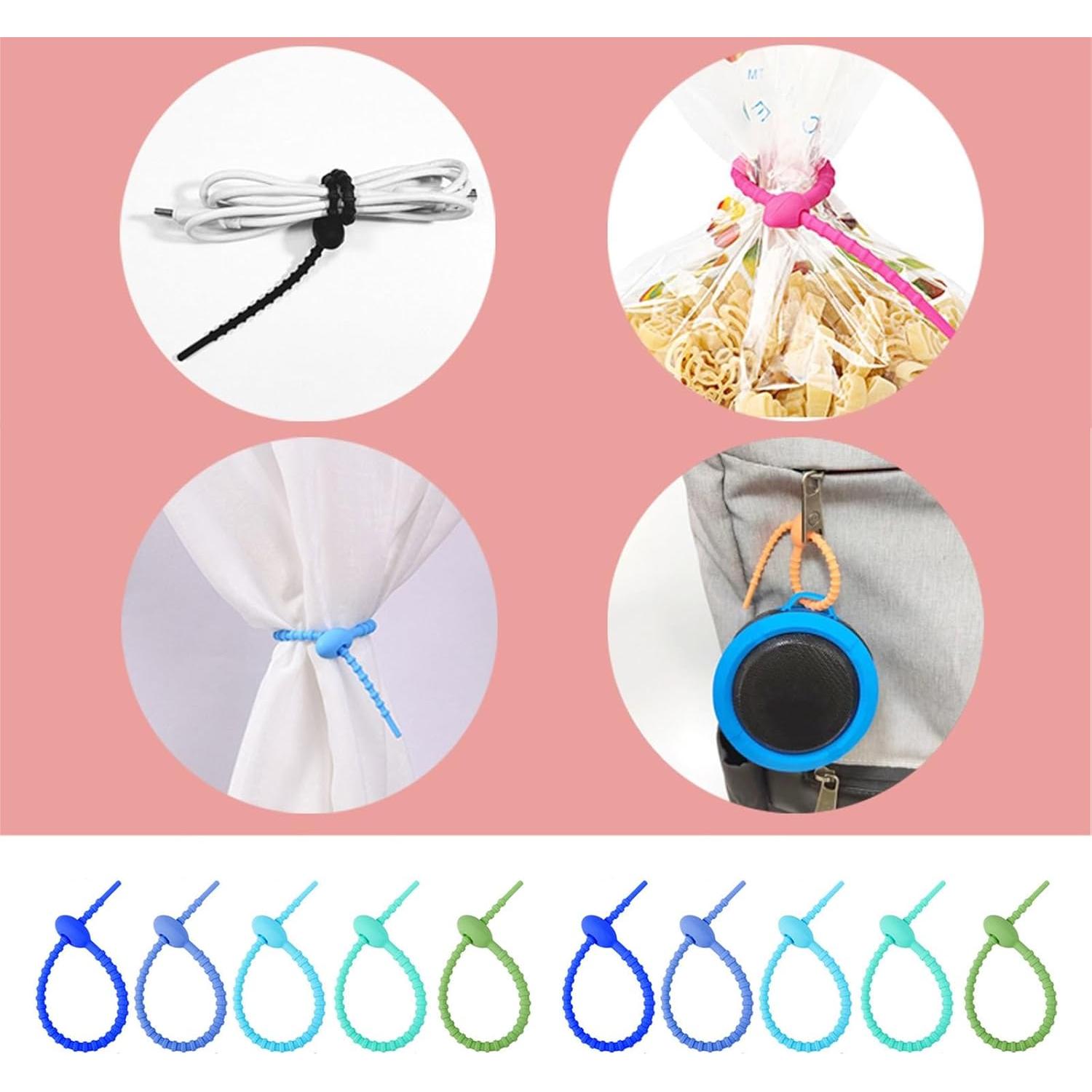 Sujetadores de Cable de Silicona Reutilizables Meiliyizu 10 Piezas