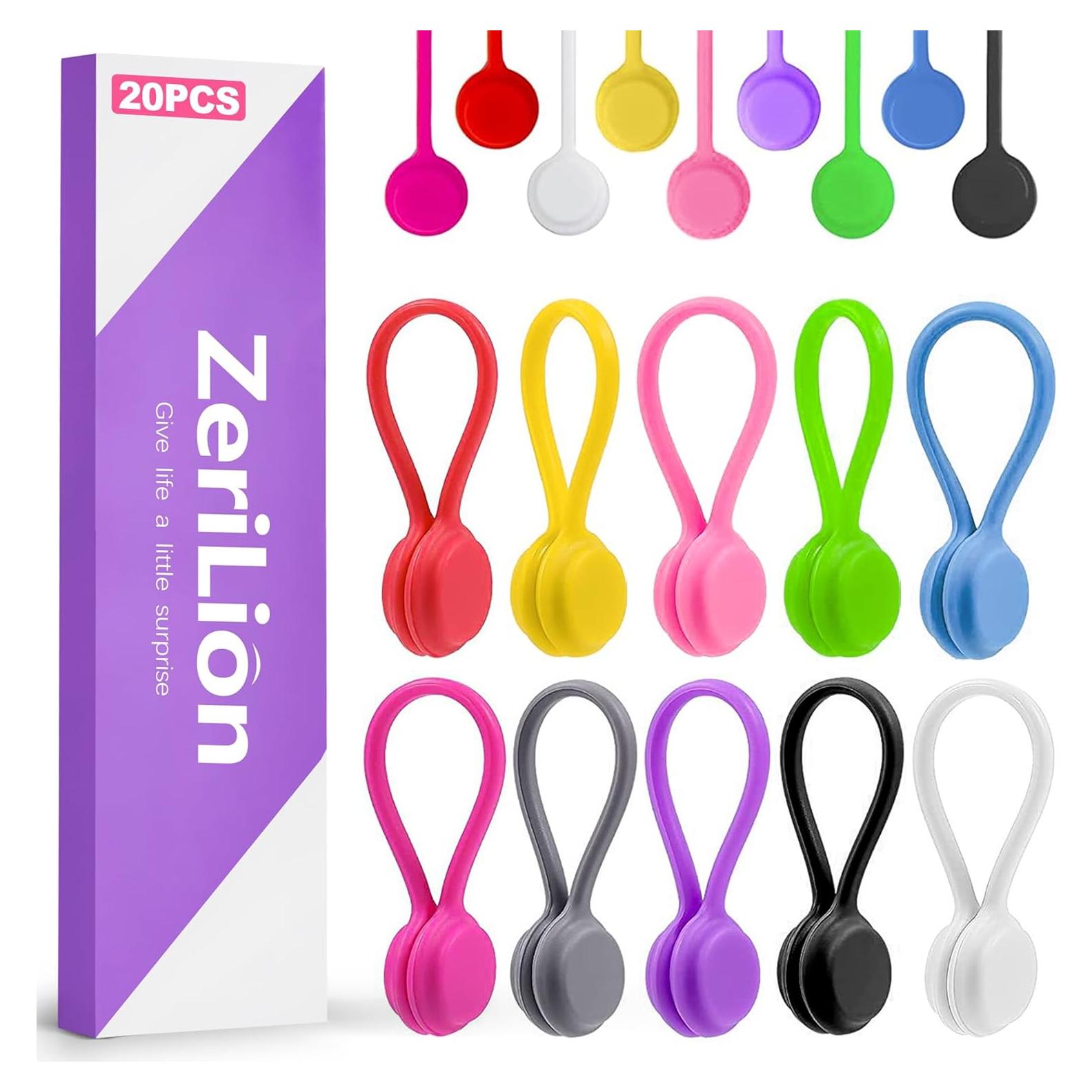 20 Correas de Cable Magnéticas ZeriLion de Silicona Reutilizables