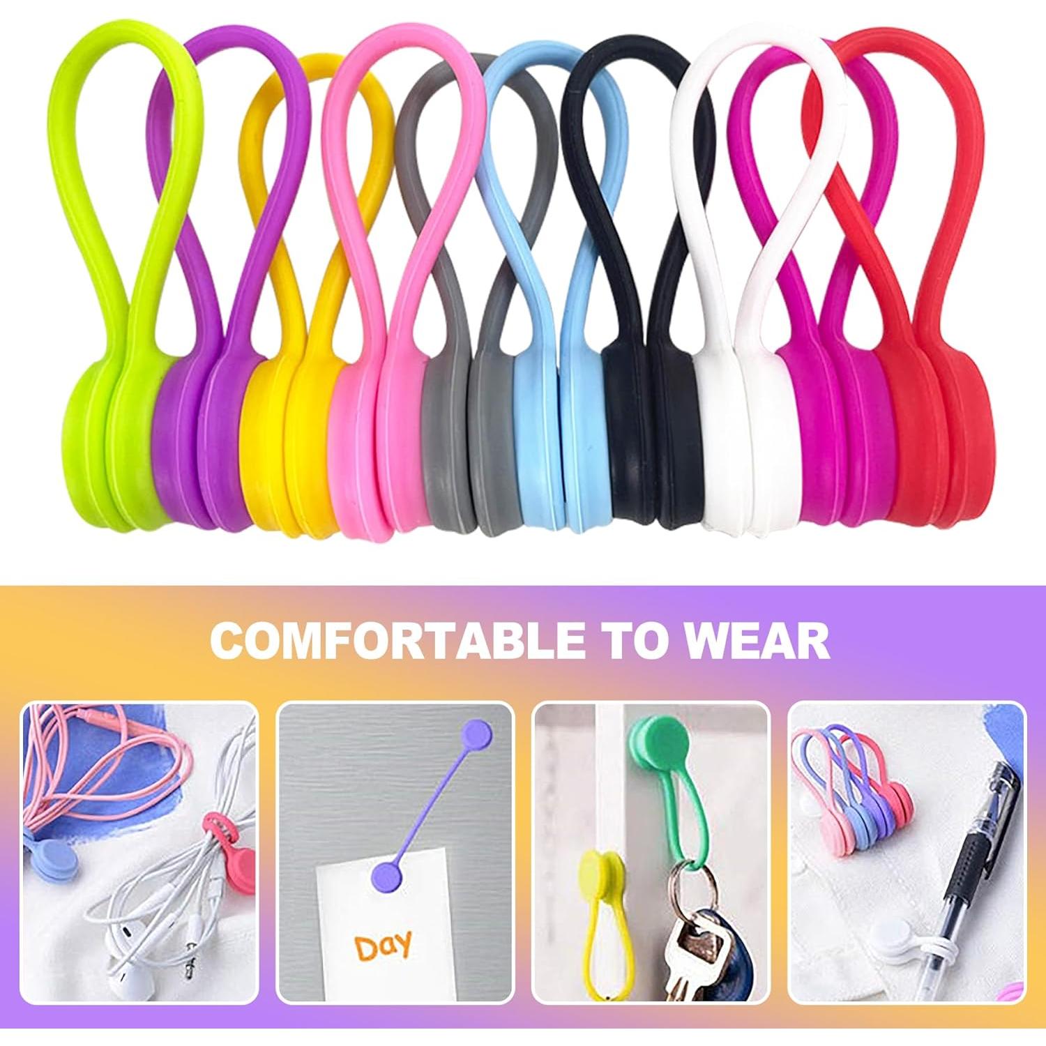 20 Correas de Cable Magnéticas ZeriLion de Silicona Reutilizables