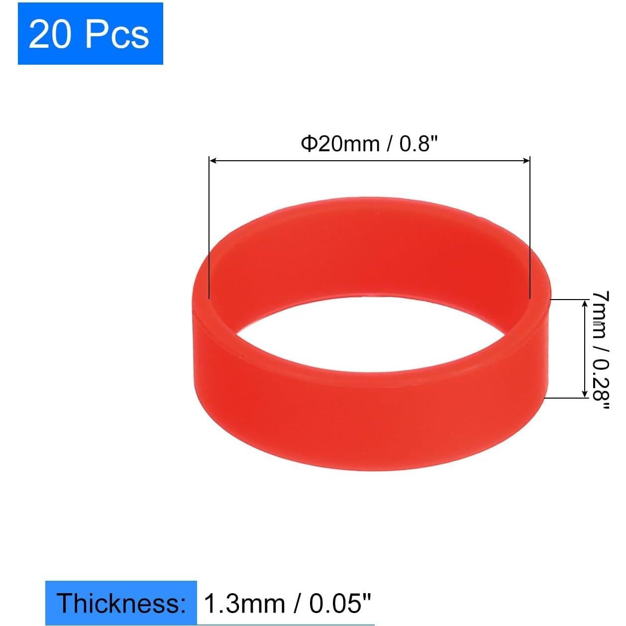 Bandas de Goma de Silicona uxcell 20Pcs 20x7mm Rojas