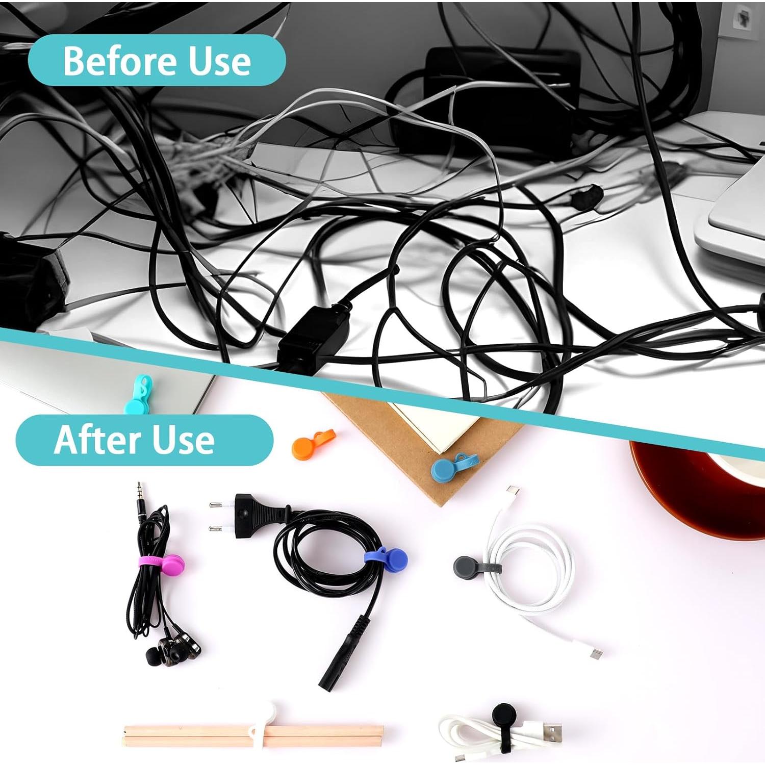 Bridas Magnéticas de Silicona JIYIN 8 Piezas Organizador de Cables