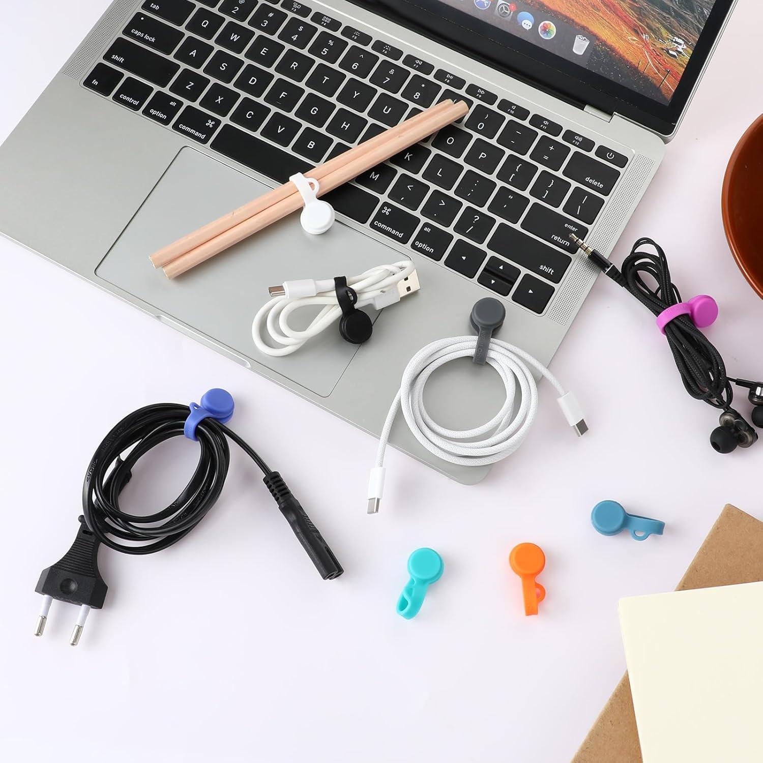 Bridas Magnéticas de Silicona JIYIN 8 Piezas Organizador de Cables