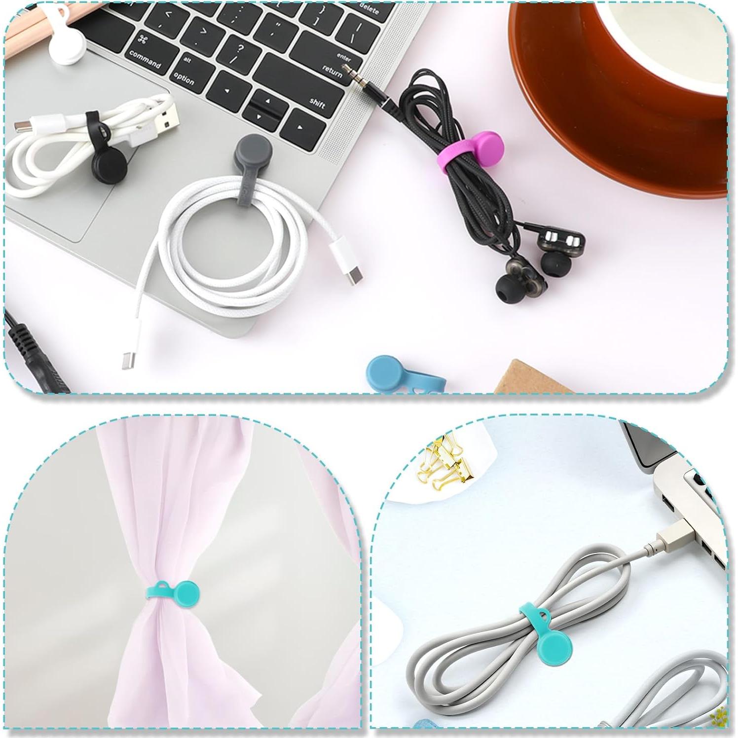 Bridas Magnéticas de Silicona JIYIN 8 Piezas Organizador de Cables