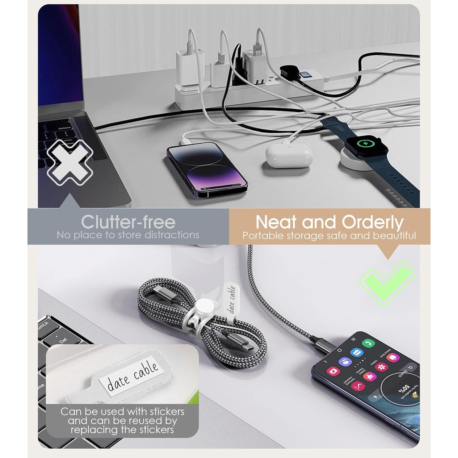 32 Piezas Etiquetas y Bridas de Cable Nearockle - Nylon Blanco