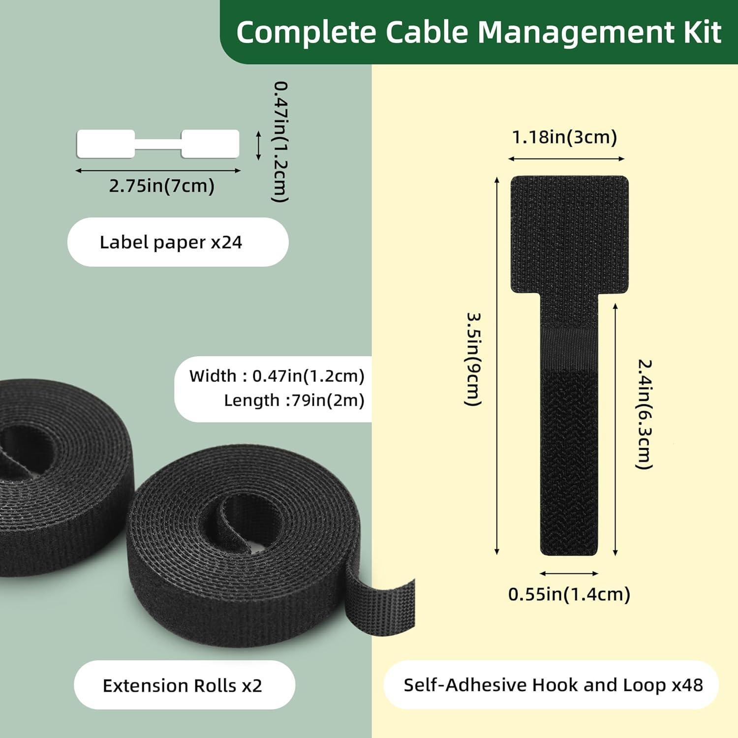 48 Bridas de Gestión de Cables Autoadhesivas Tihaolity Negro