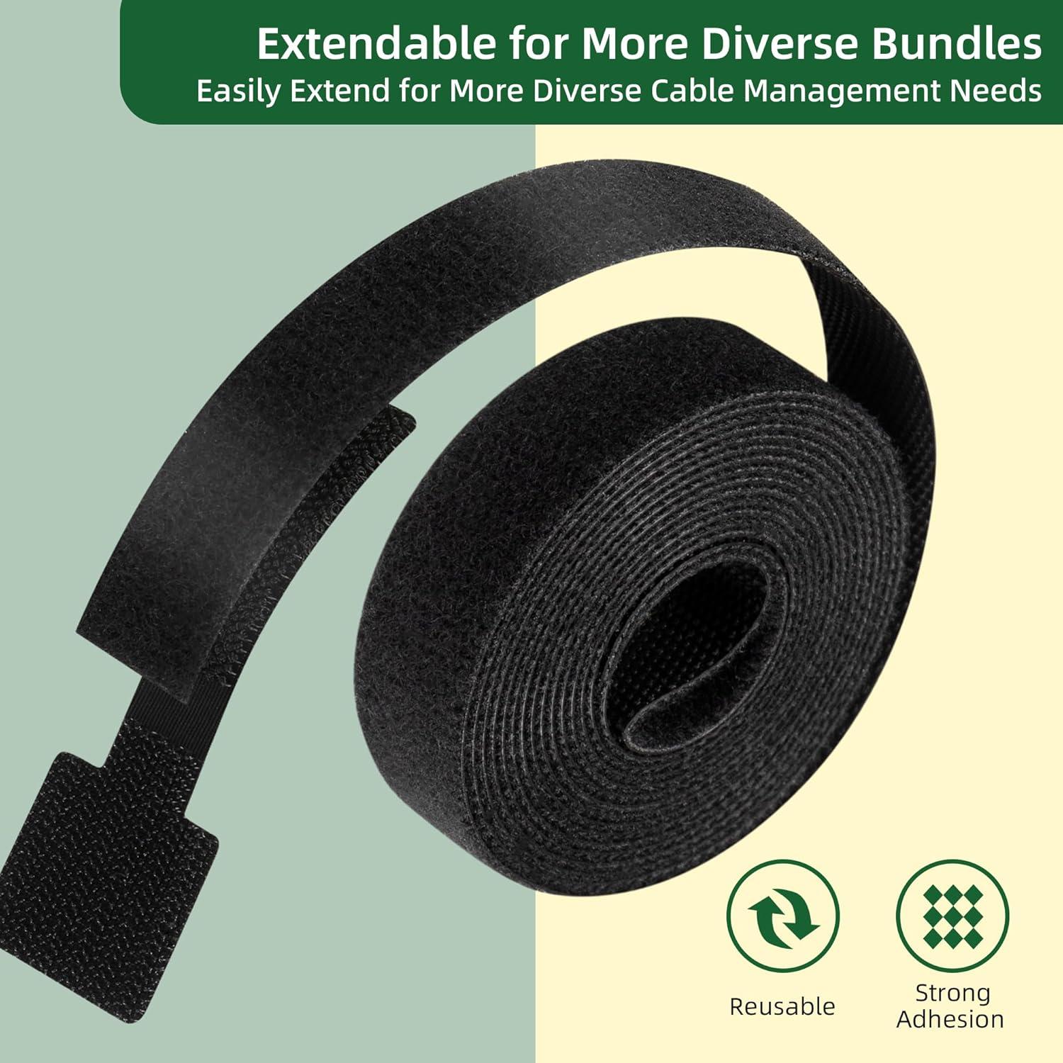 48 Bridas de Gestión de Cables Autoadhesivas Tihaolity Negro