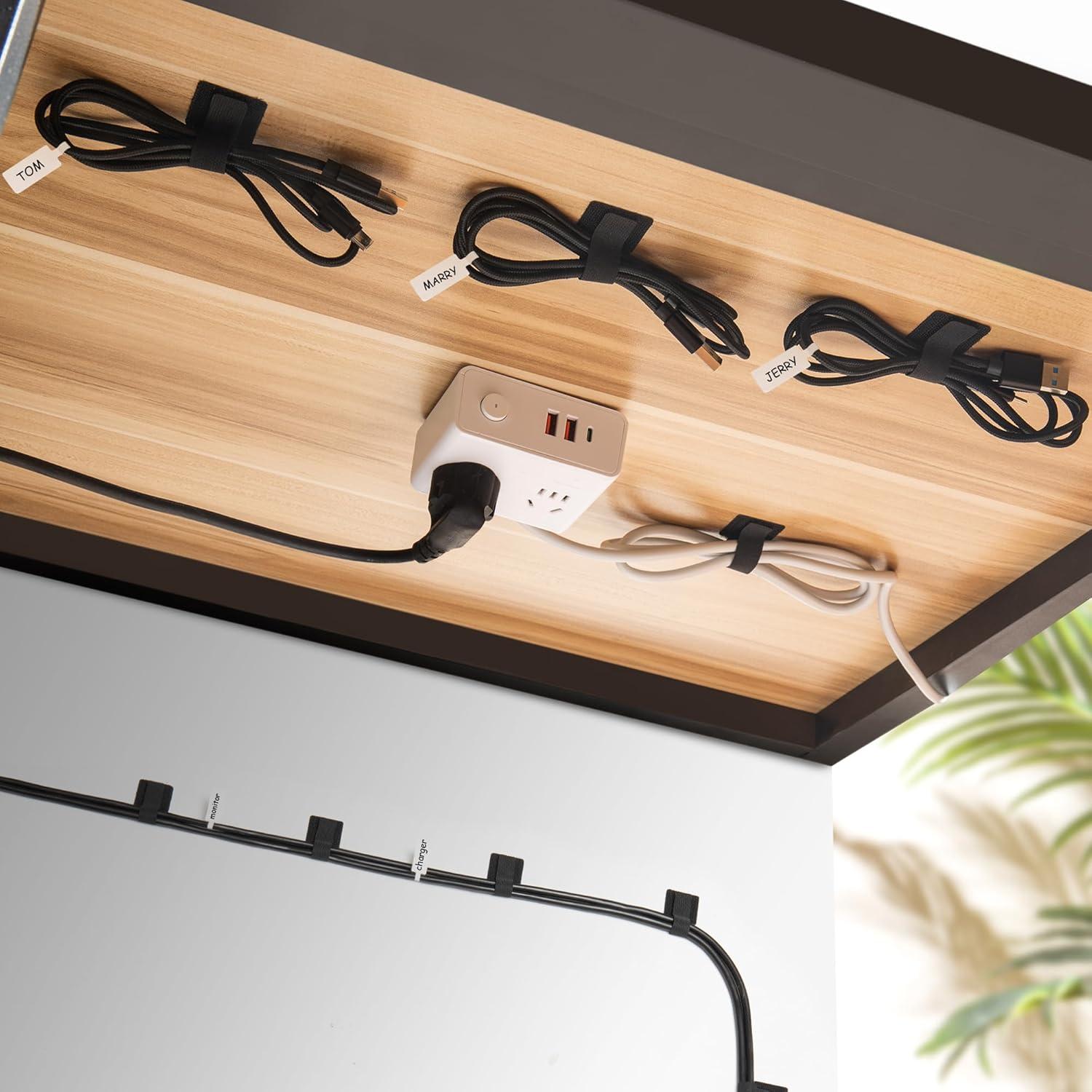 48 Bridas de Gestión de Cables Autoadhesivas Tihaolity Negro