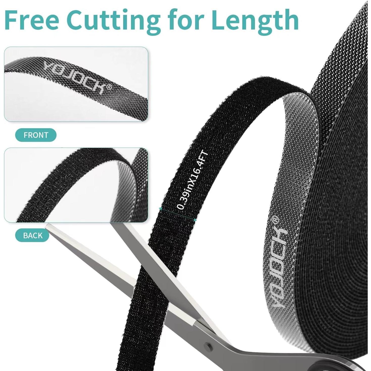 Correas de Cable Reutilizables YOJOCK 1cm x 4.88m Negro