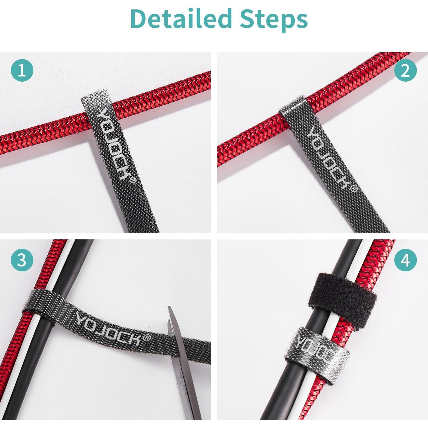 Correas de Cable Reutilizables YOJOCK 1cm x 4.88m Negro